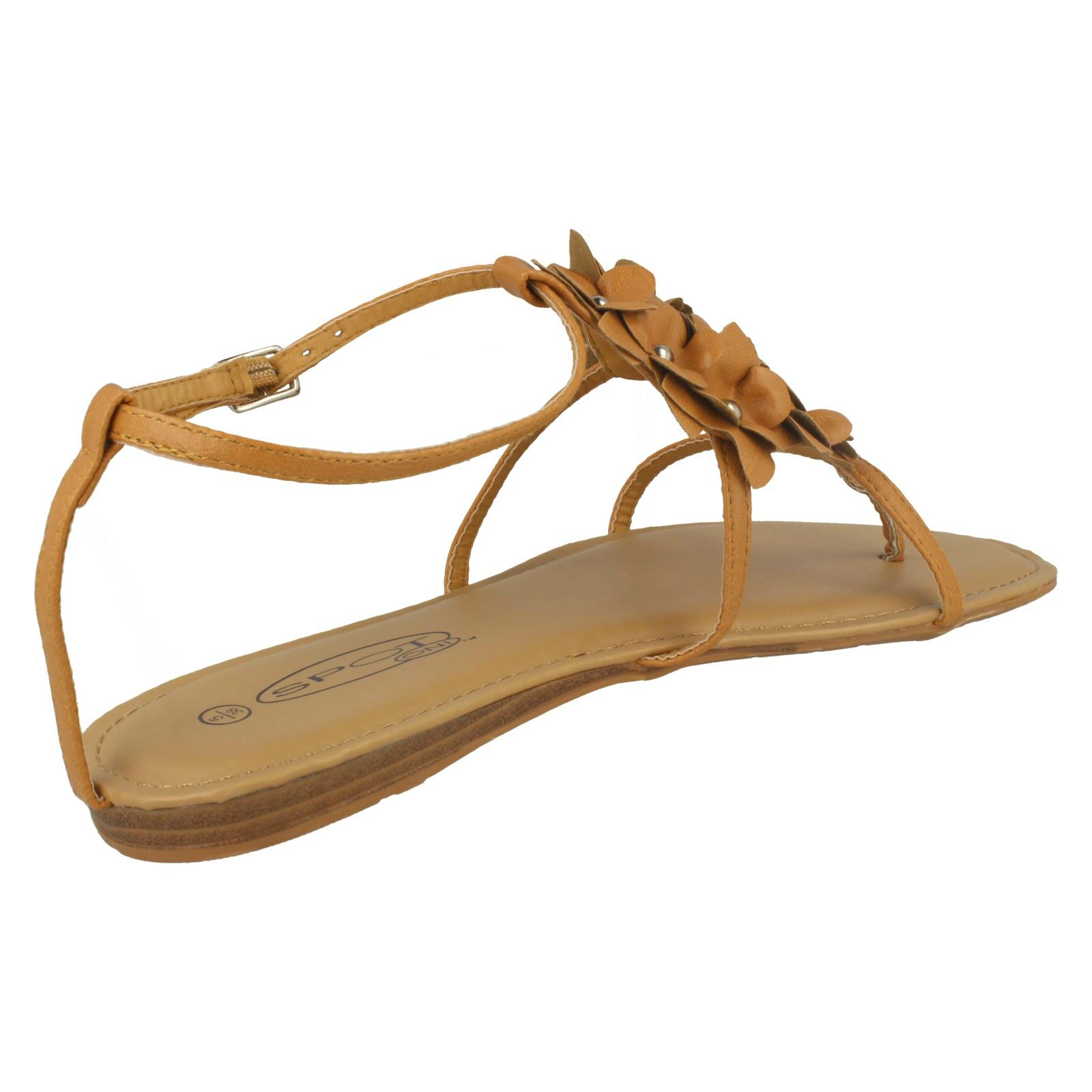 Ladies Spot On Flower Design Toe Post *Sandals* eBay