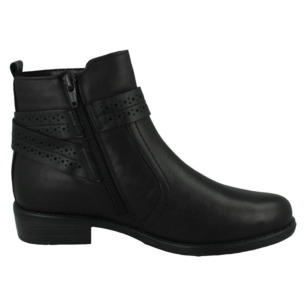 Ladies Remonte Zip Up Leather Buckle Detail Fleece Lined Ankle Boots D0F81 - Picture 7 of 19