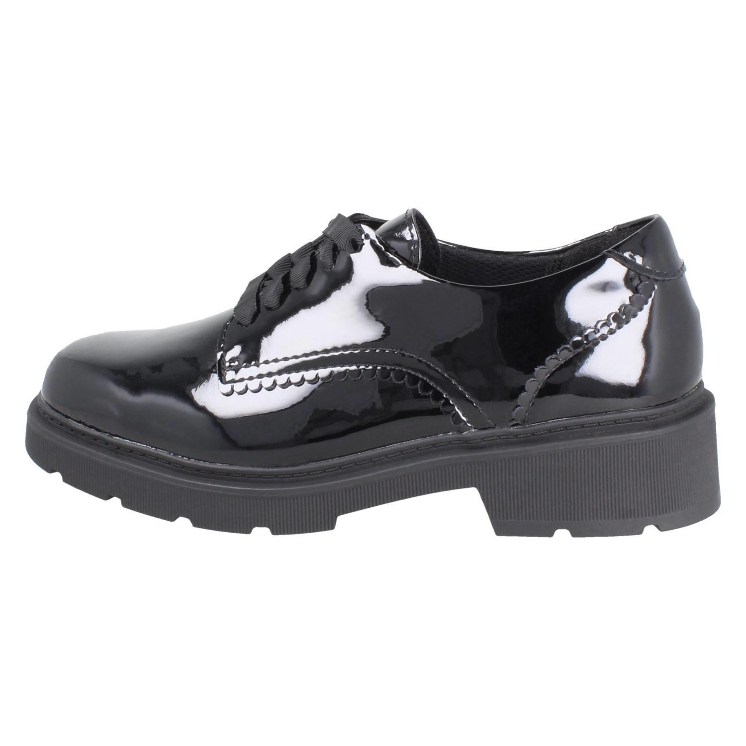 Girls Clarks Scalloped Edge Chunky Sole Leather Lace Up School Shoes *Eris Pure* - Picture 14 of 21