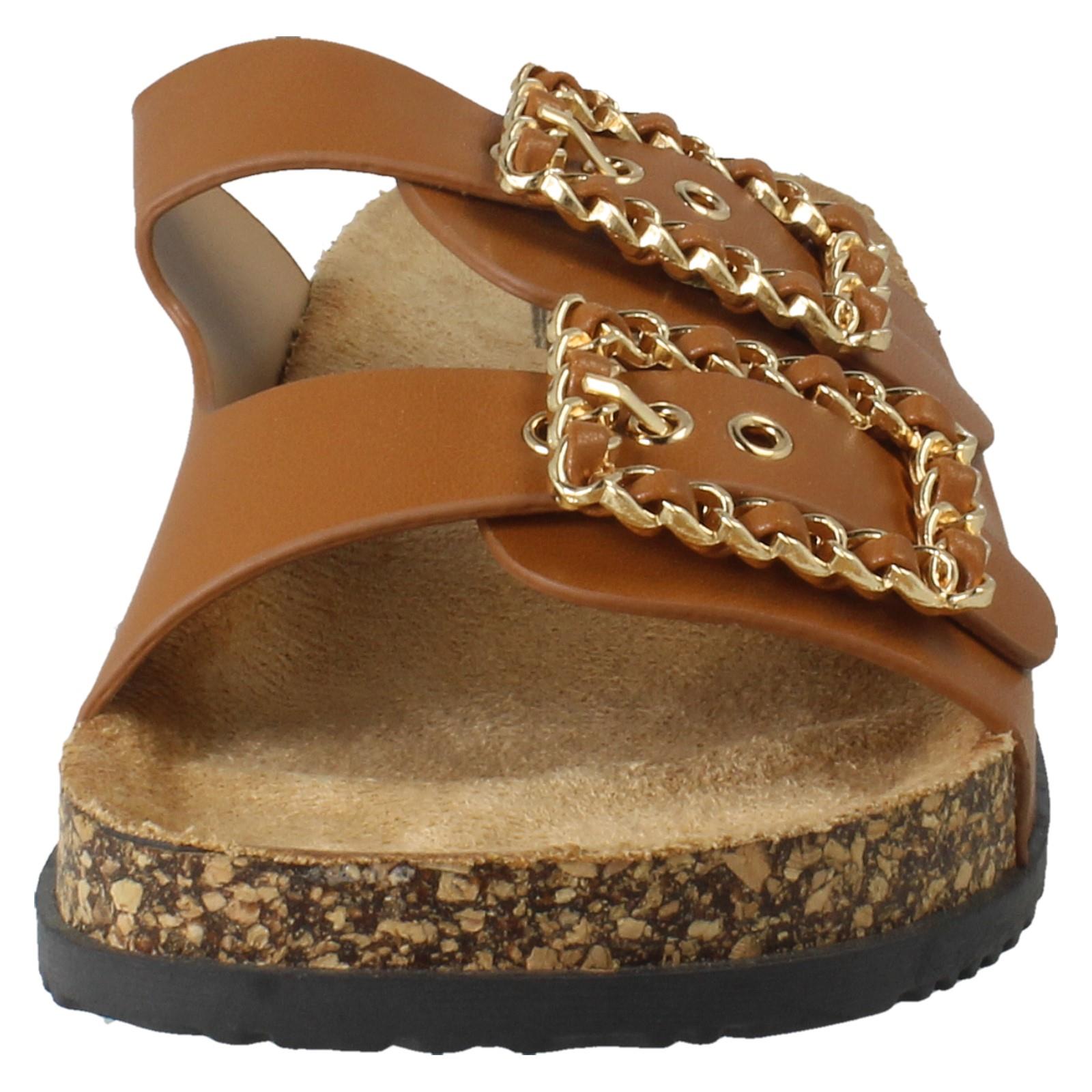 Ladies Down To Earth Twin Chain Buckle Sandals 'F0R0450' - Picture 18 of 19