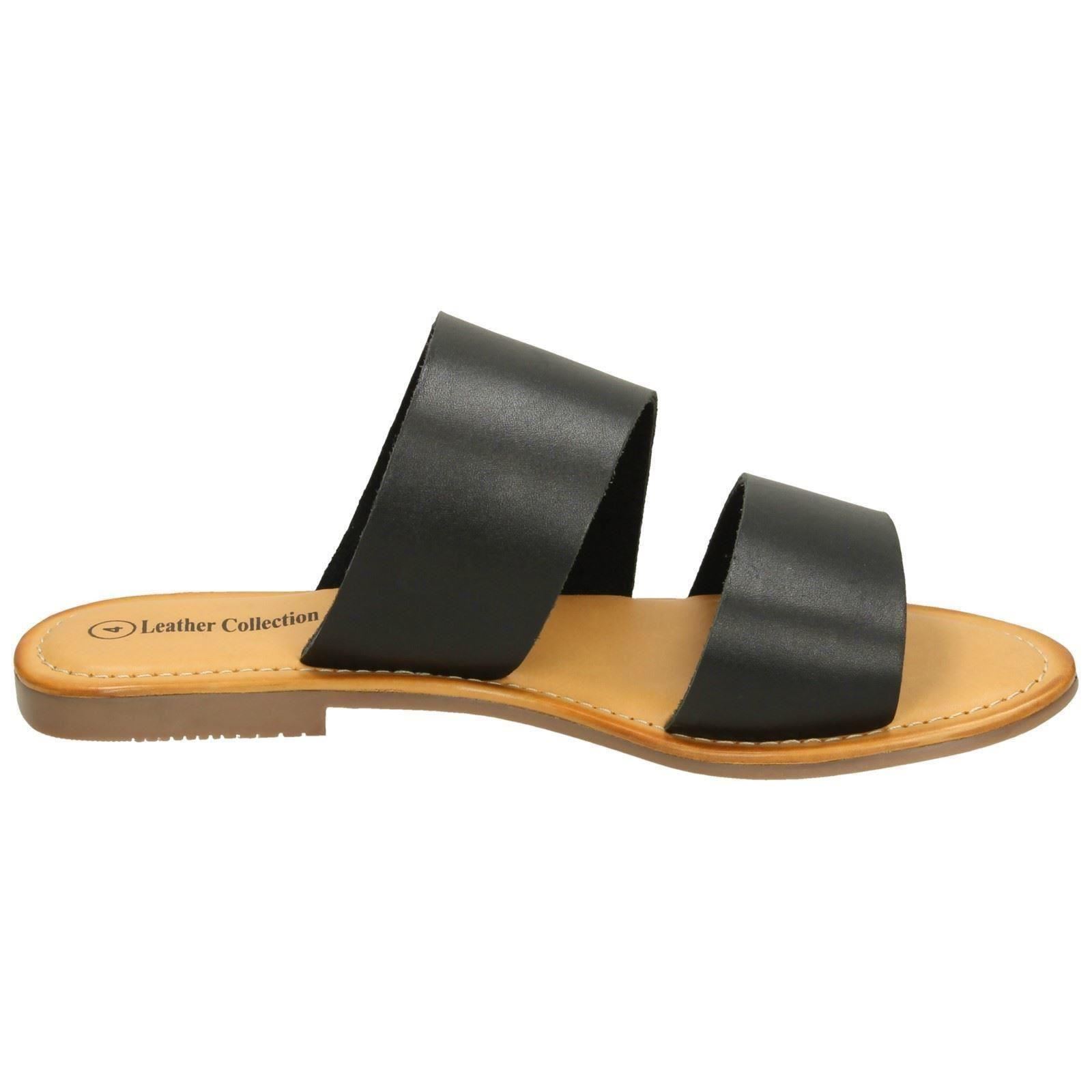 Ladies Leather Collection Double Strap Mules - Picture 7 of 28