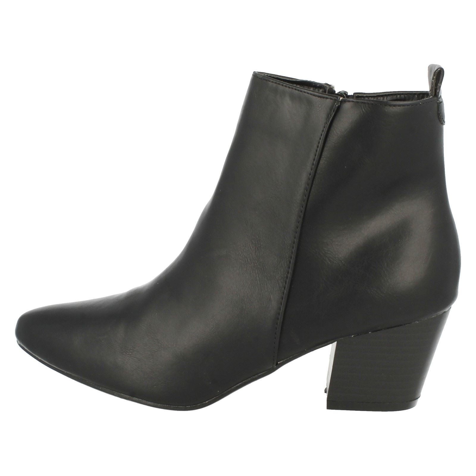 Ladies Spot On Plain Heeled *Ankle Boots* - Picture 3 of 28