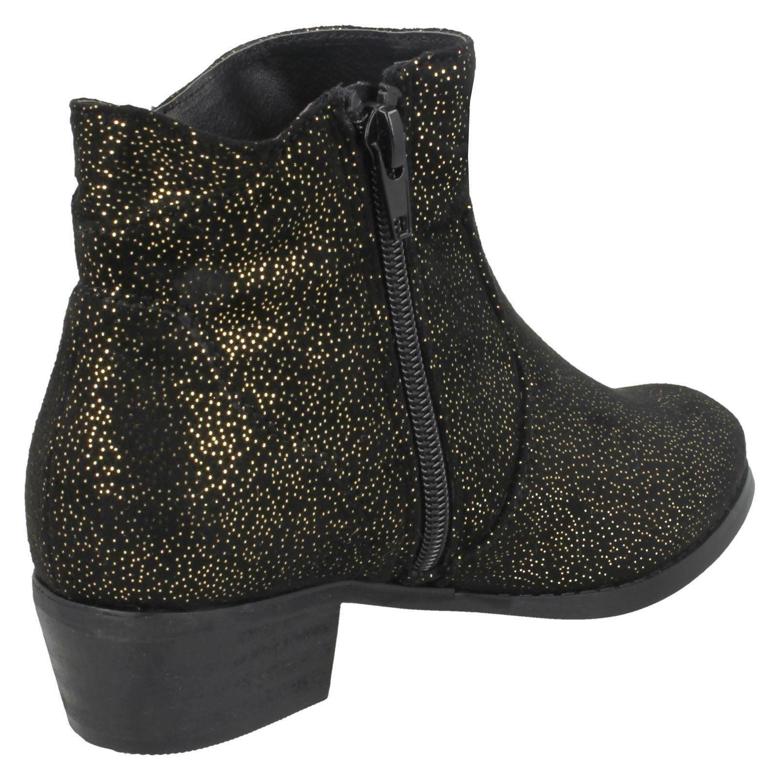 Girls Spot On Mid Heel Rouched Ankle Boots - Picture 7 of 19