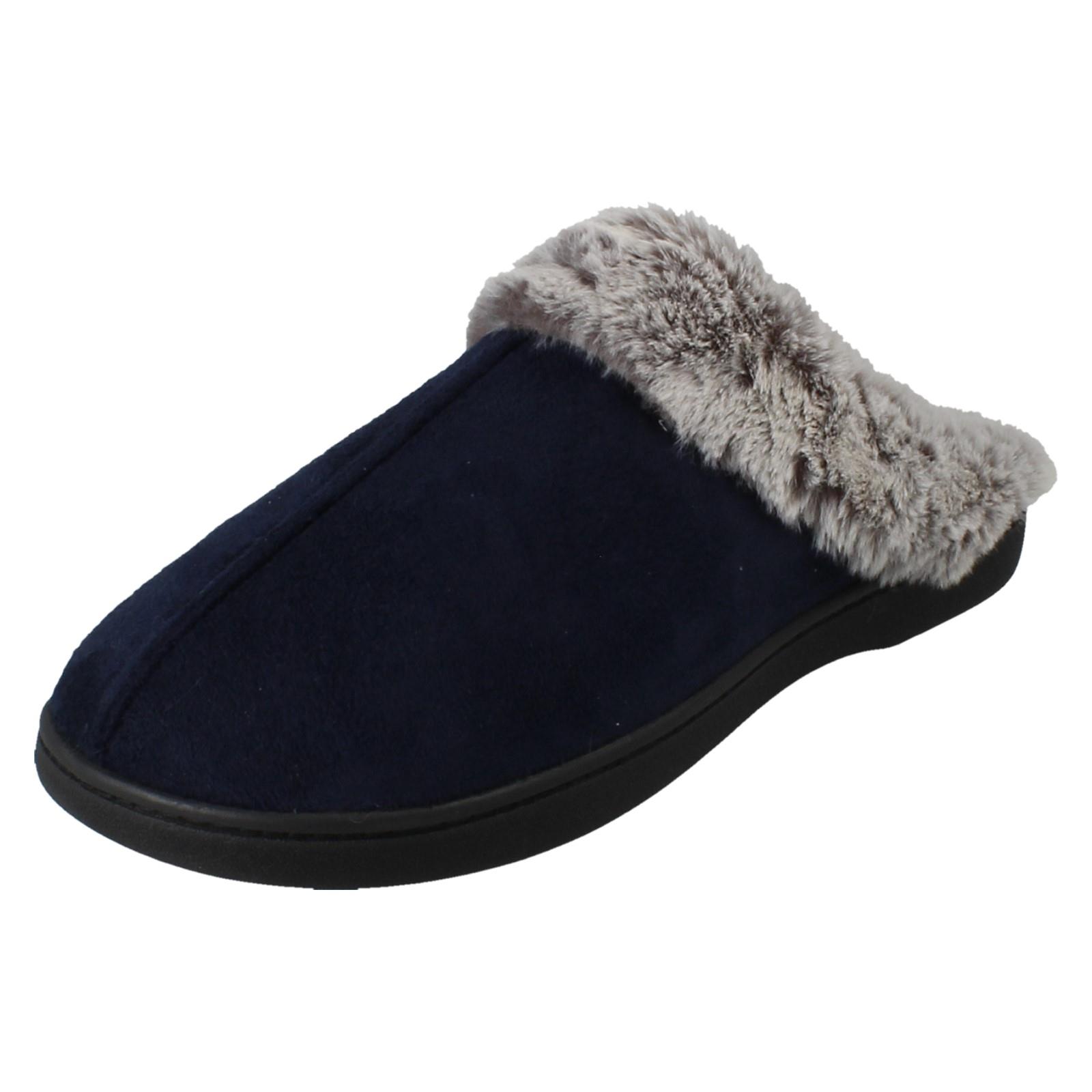 Laddies Padders Fur Lined Machine Washable Wide Fit Mule Slippers Florrie - Picture 2 of 19