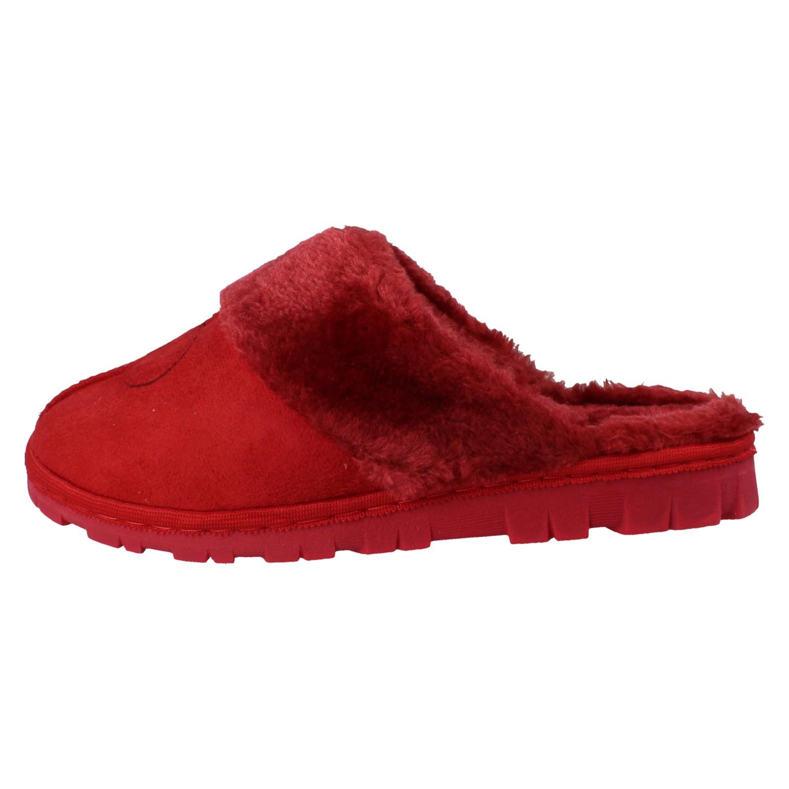 Mujer Spot On Mula Piel Sintética Forrado sin Cordones Ropa Cómoda Pantuflas - Imagen 12 de 46