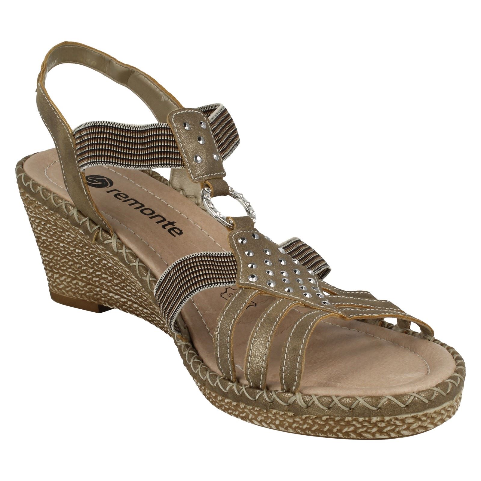 Damas Remonte Puntera Abierta Charol Charol Charol Diamante Resbalón En Sandalias Cuña Material D6768 f21c5a Damas Remonte Puntera Abierta Charol Charol Charol Diamante Resbalón En Sandalias Cuña Material D6768 f21c5a