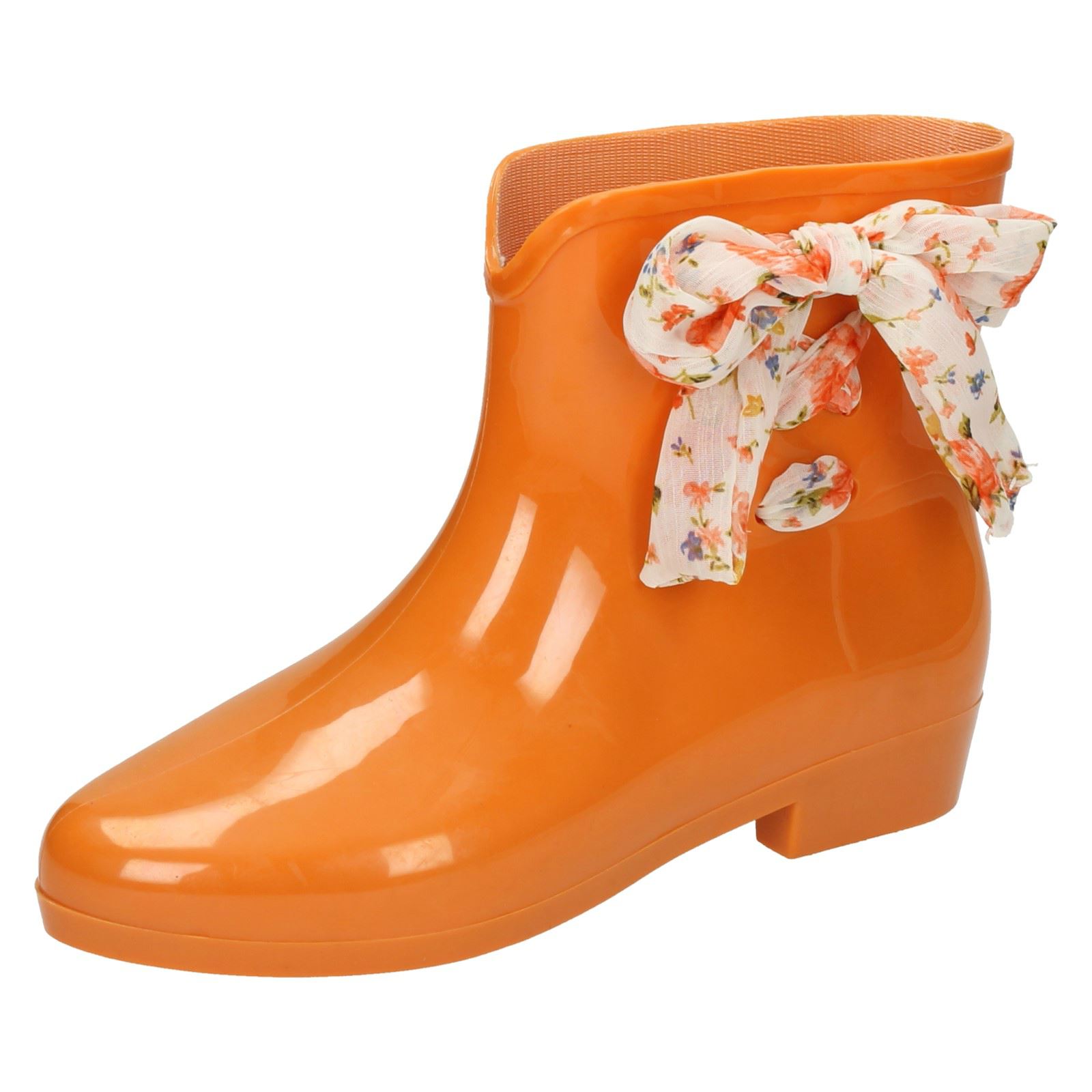 Ladies Spot On Tied Bow Detail Ankle 'Wellington Boots' - Picture 20 of 46