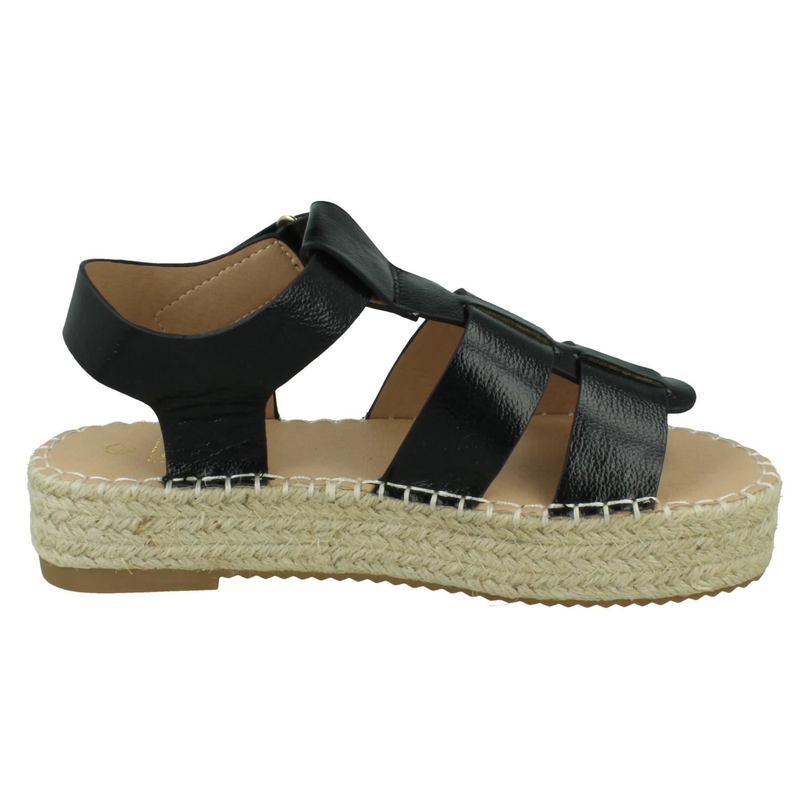 Ladies Down to Earth Gladiator Platform Espadrille with Ankle Strap *F1R2084* - Picture 7 of 28