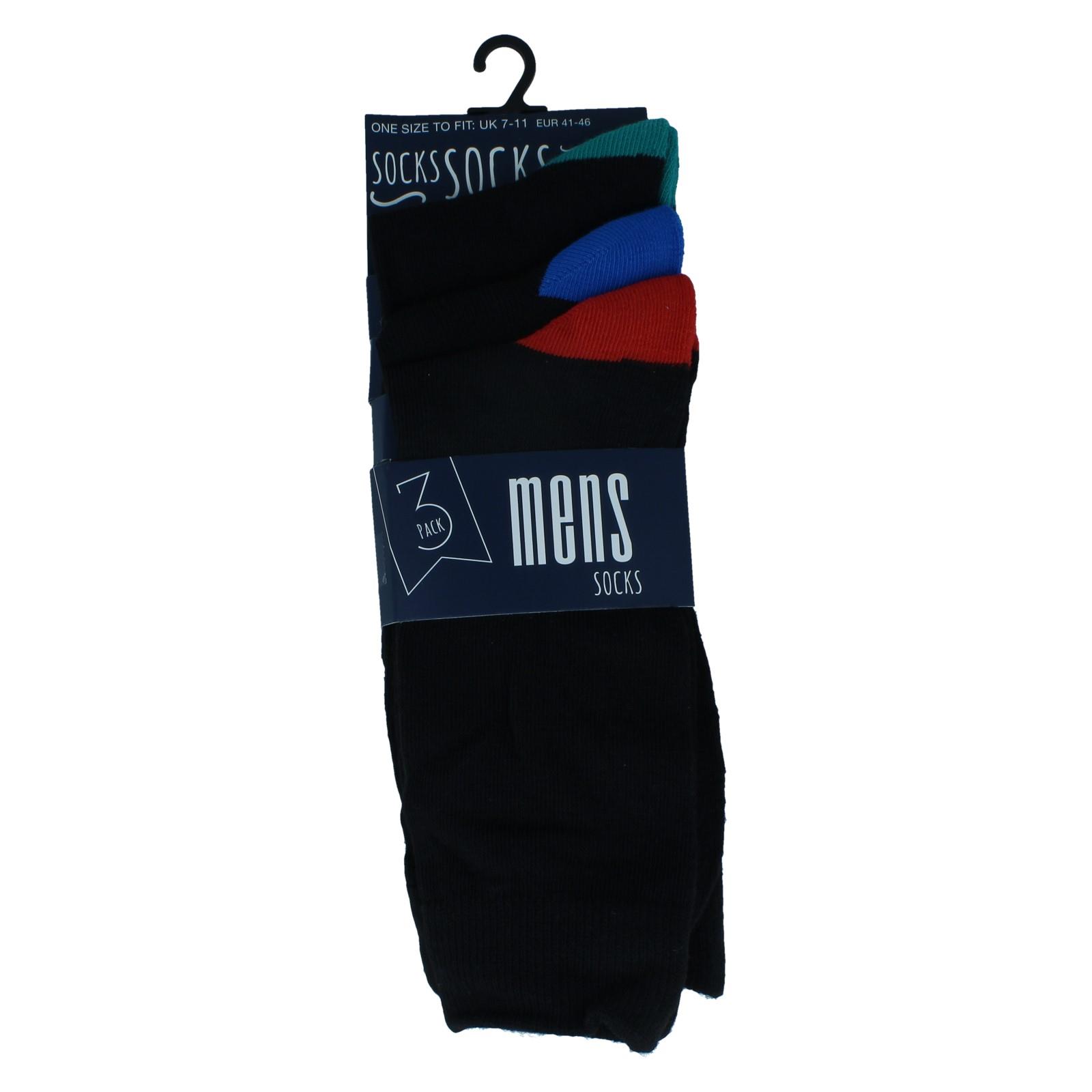 Mens RJM 3 pack Contrast Heel & Toe Socks 'SK173' - Picture 2 of 5