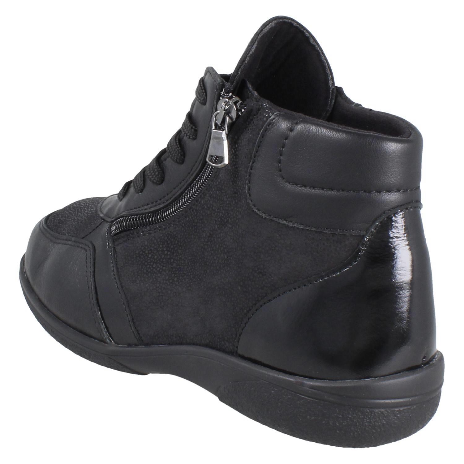Damen DB Shoes Breite Passform Doppel Zip & Spitze Leder Stiefelette: Nova - Picture 4 of 14
