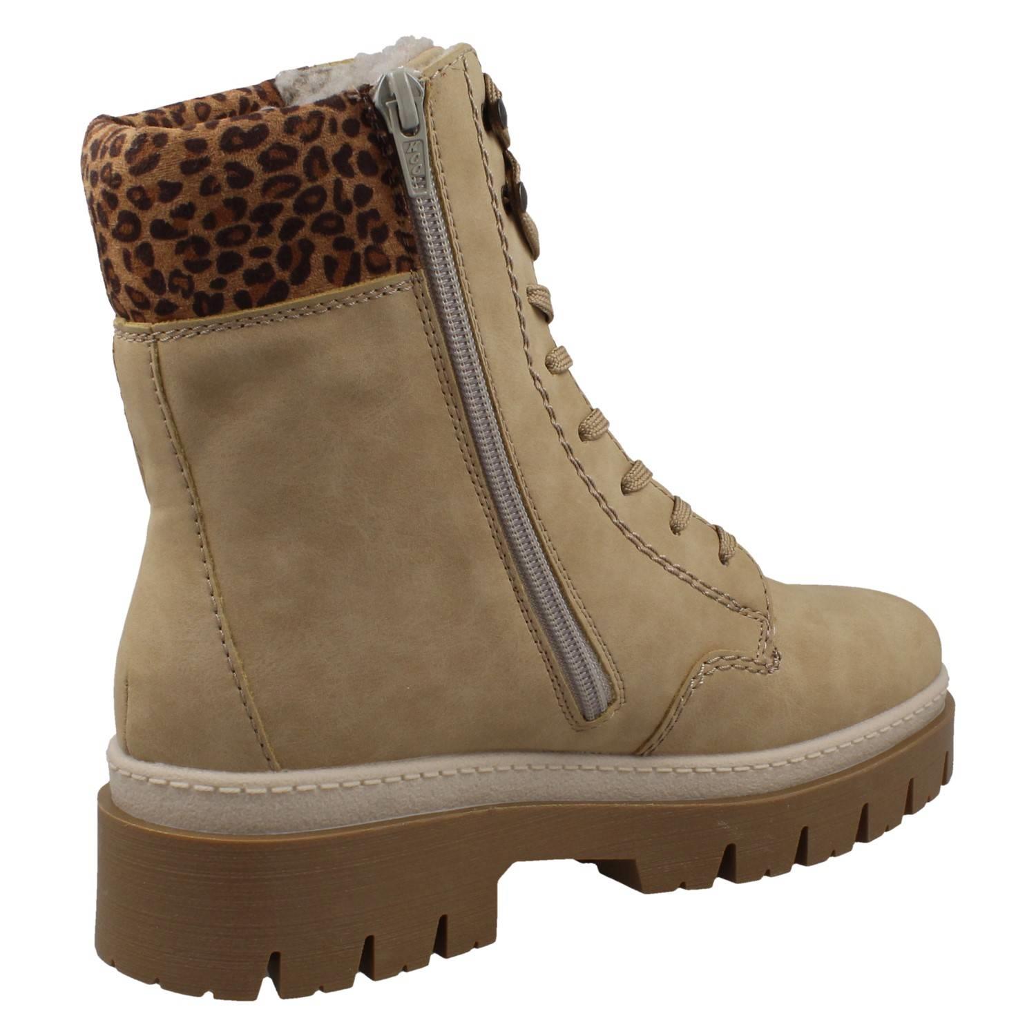 Femmes Rieker Doublé Chaud Météo Résistant Plateforme Bottines, Léopard Z9430 - Bild 6 von 10