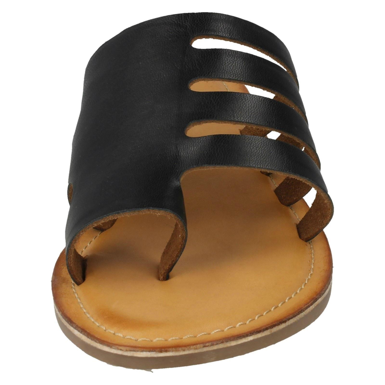 Damen Leder Kollektion Slipper Flache Riemchen Sandalen - Bild 9 von 46