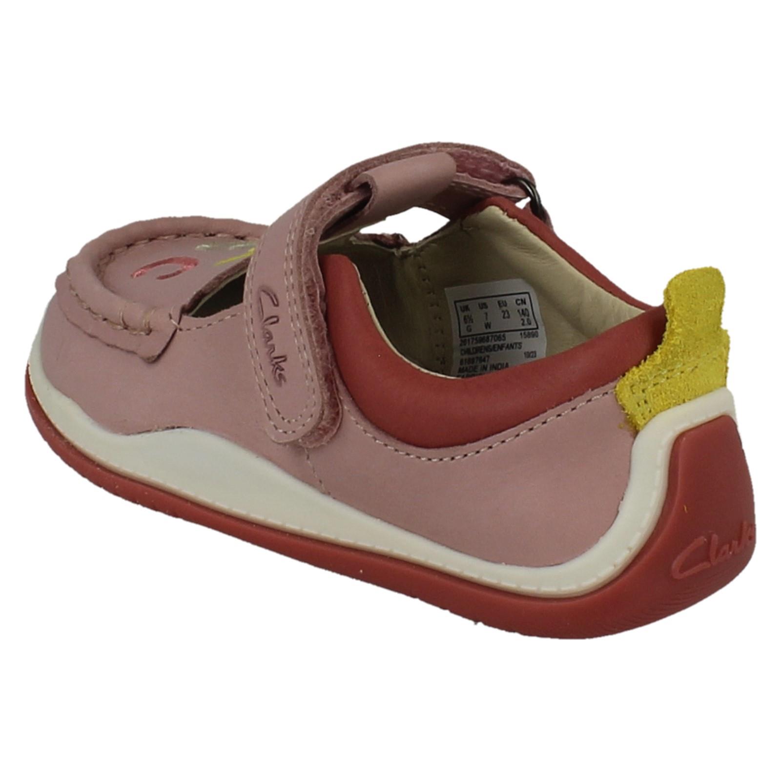 Niños Niños Niñas Clarks Cuero Gancho y Bucle Barra en T Zapatos Fideos Brillo T - Imagen 4 de 19