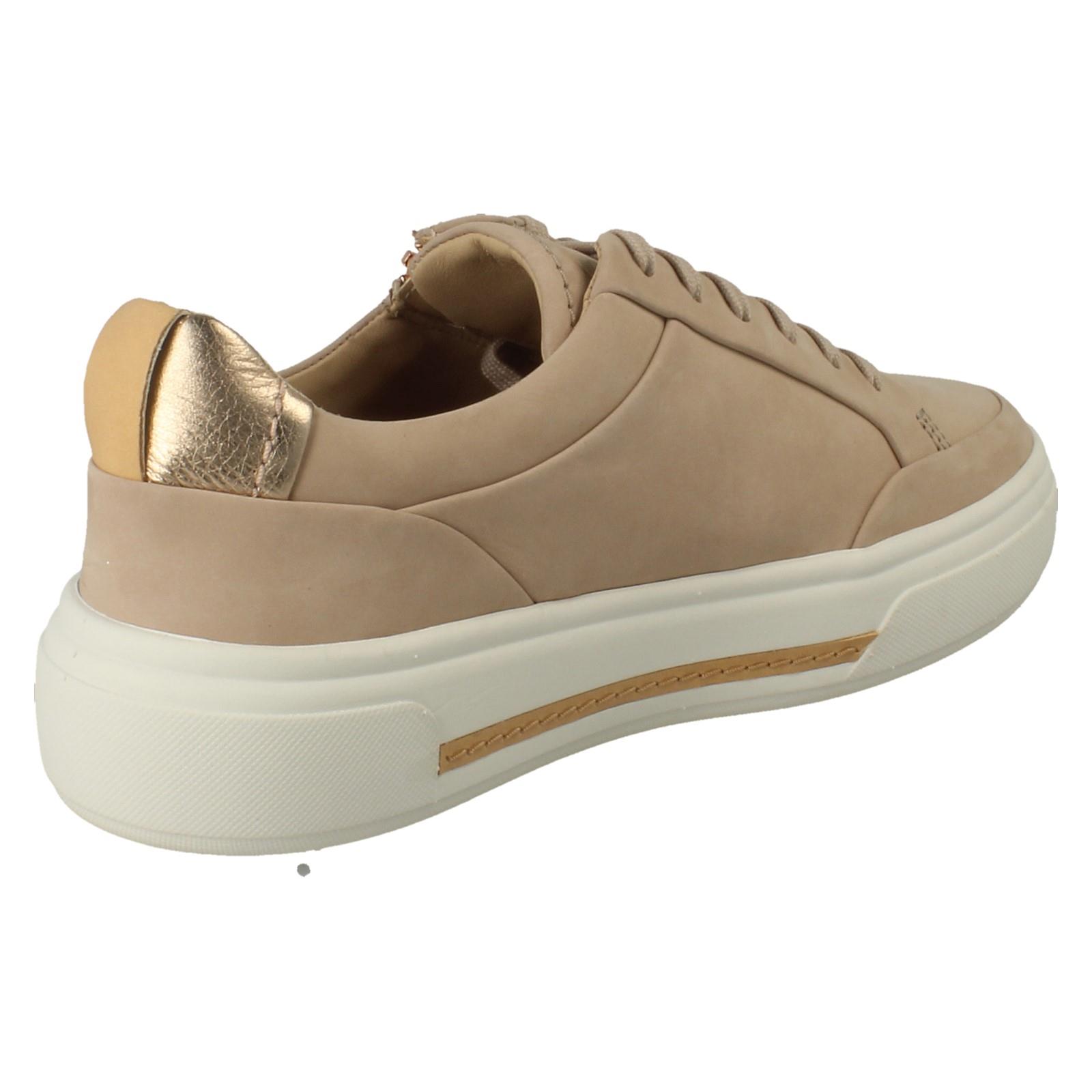 Damen Clarks Nubuk Leather Reißverschluss & Schnürer Freizeit Turnschuhe Malve - Bild 15 von 19