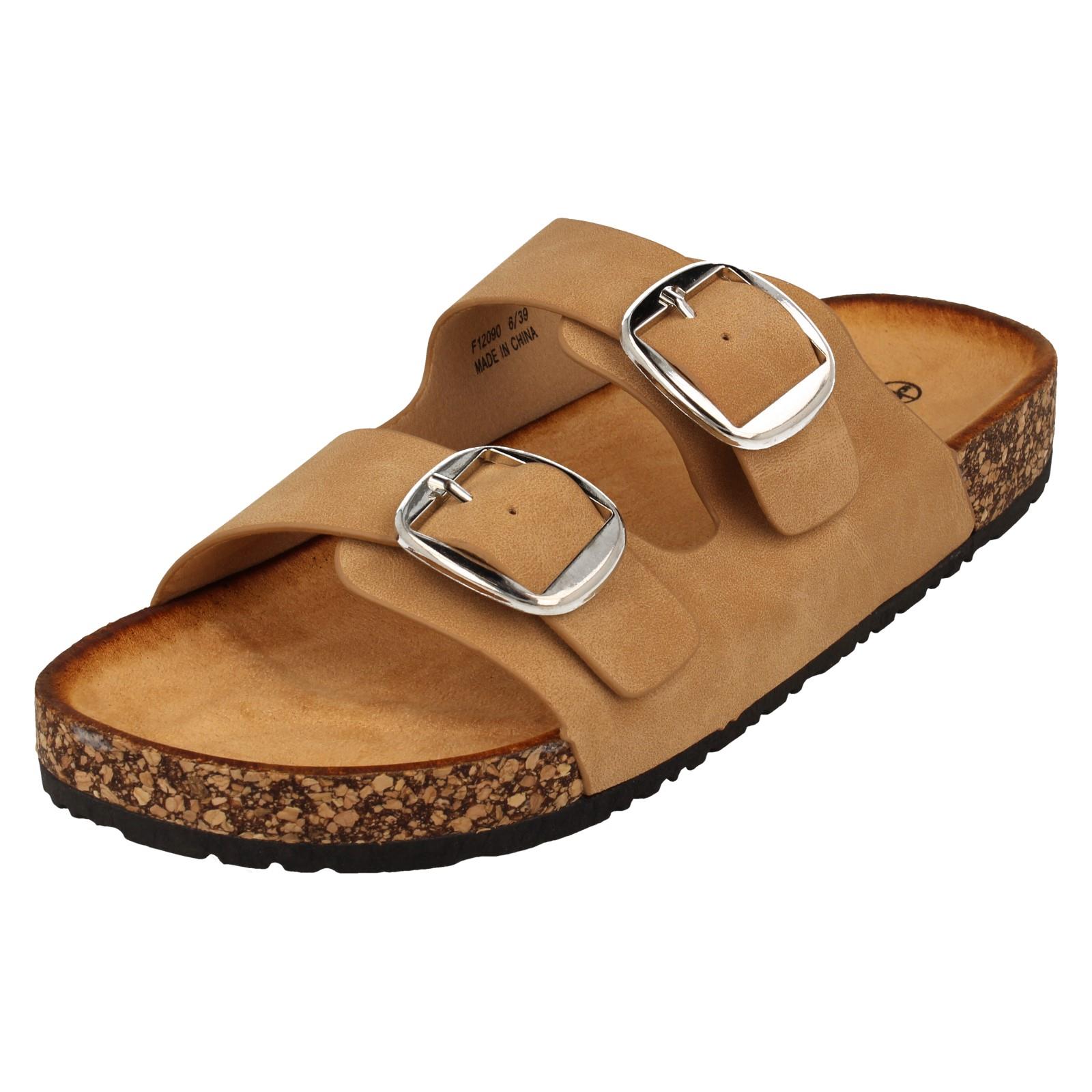 Ladies Down to Earth Low Flatform Dual Buckle Mule Sandal 'F1R2090' - Picture 29 of 46