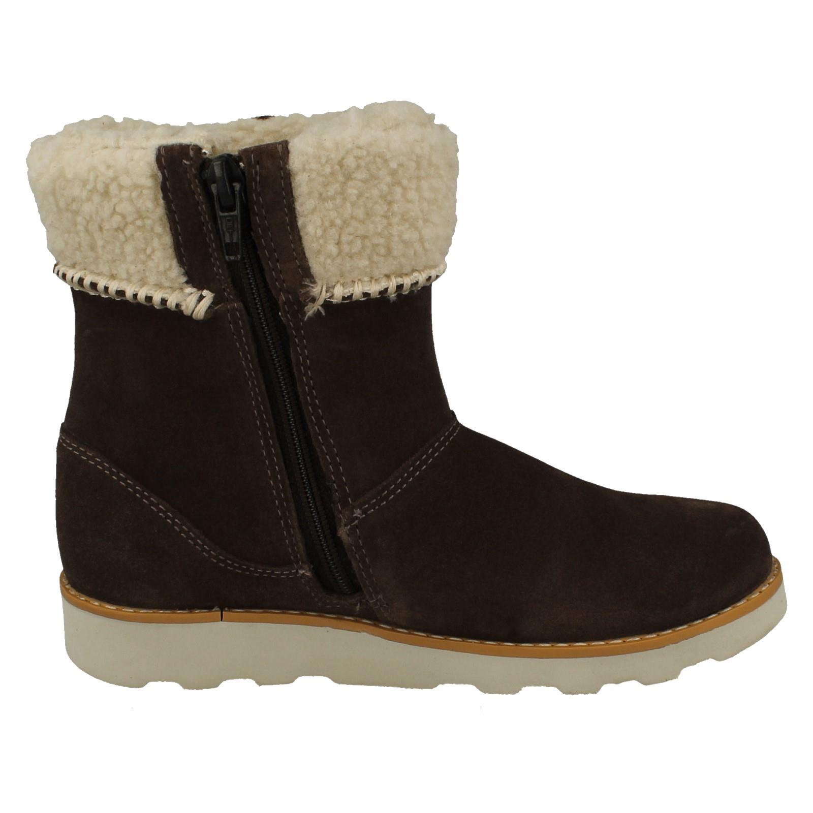 Girls Clarks Stylish Teddy Inspired Fur Cuff Boots Crown Loop - Picture 7 of 10