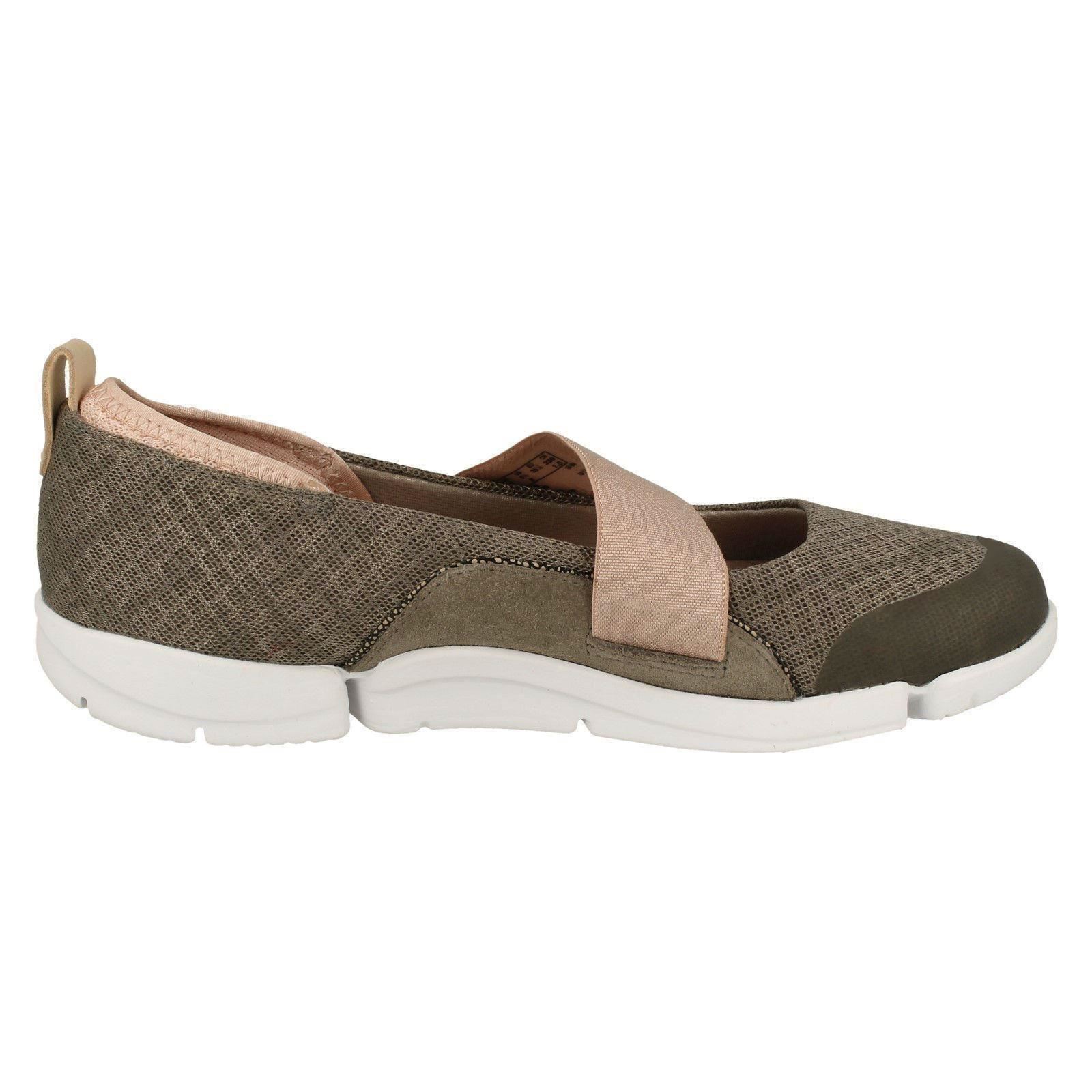 Ladies Clarks Tri Allie Black Khaki Or Pink Leather /& Textile Casual Shoes