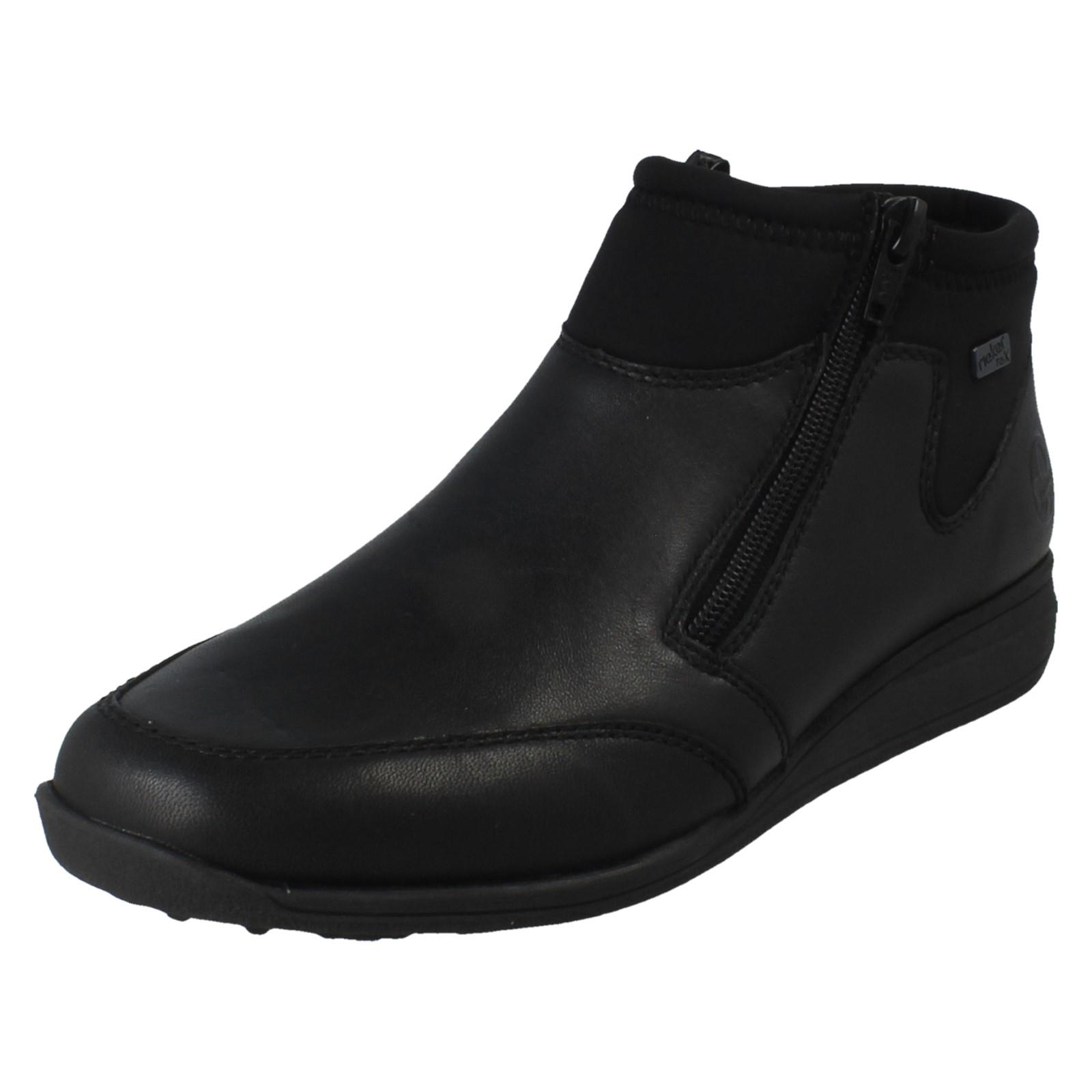 Ladies Rieker Extra Wide Fleece Lined Double Zip Ankle Boots *47270* - Picture 2 of 10