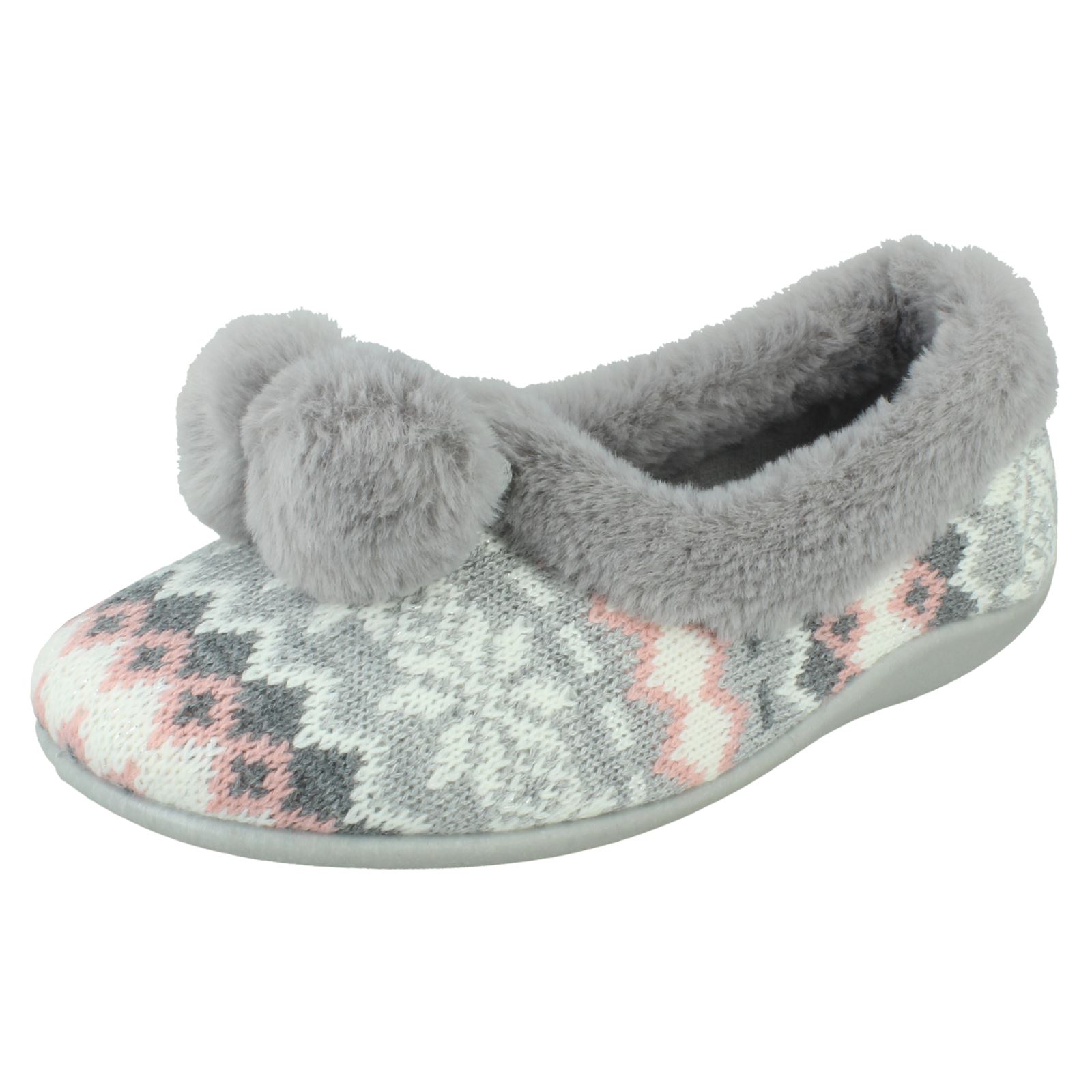 Pantuflas pompones de espuma viscoelástica para damas RoseBank estampado noruego detallado Grace - Imagen 2 de 10