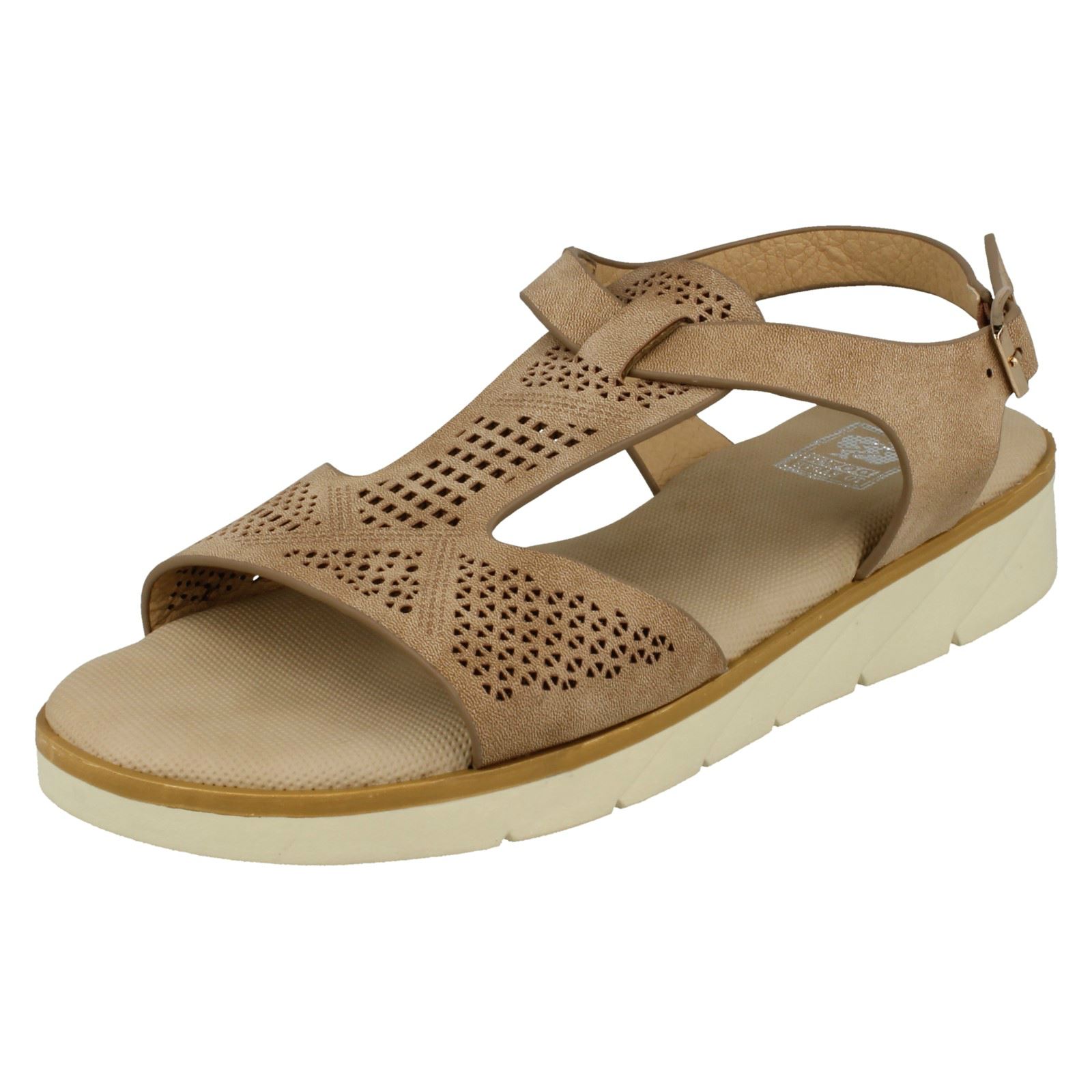 Ladies Down To Earth Low Wedge Sandals F1R0722 - Picture 3 of 3
