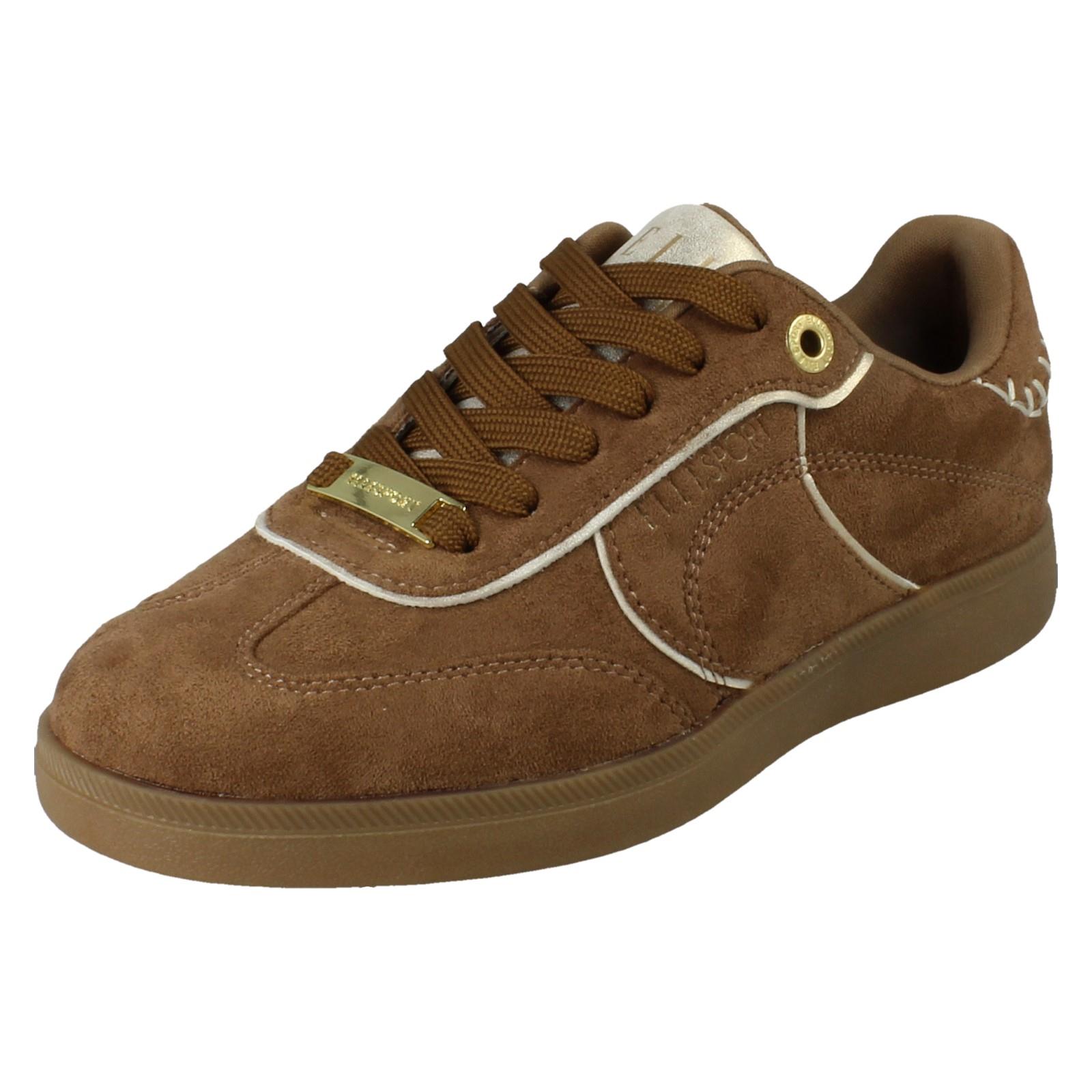Ladies Elle Sport Suedette Lace Up Casual Shoes Summer Trainers F7R325 - Afbeelding 2 van 10