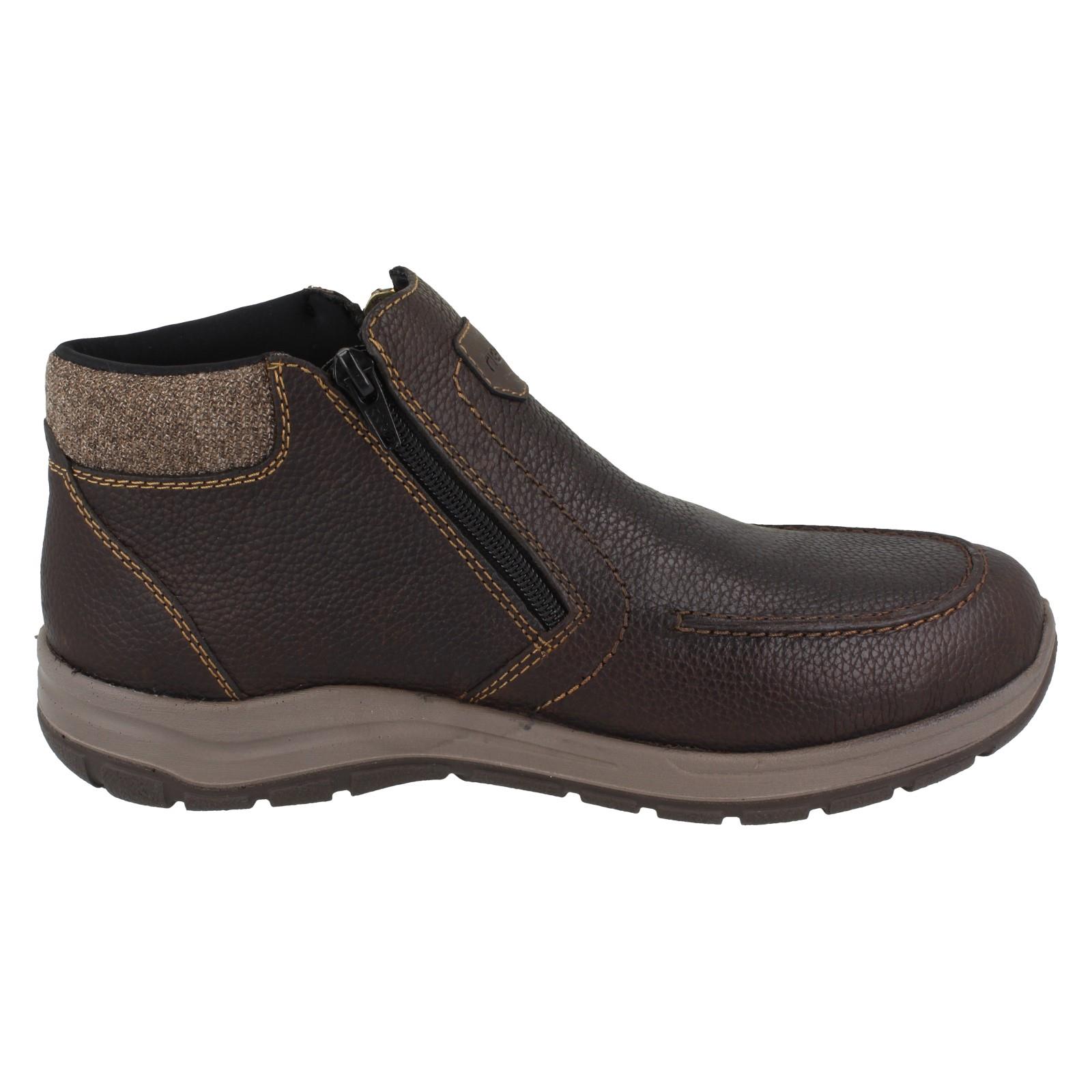 Mens Rieker Leather Wide Fit Ankle Boots With Double Zip And Rieker Tex 03660 - Picture 6 of 10