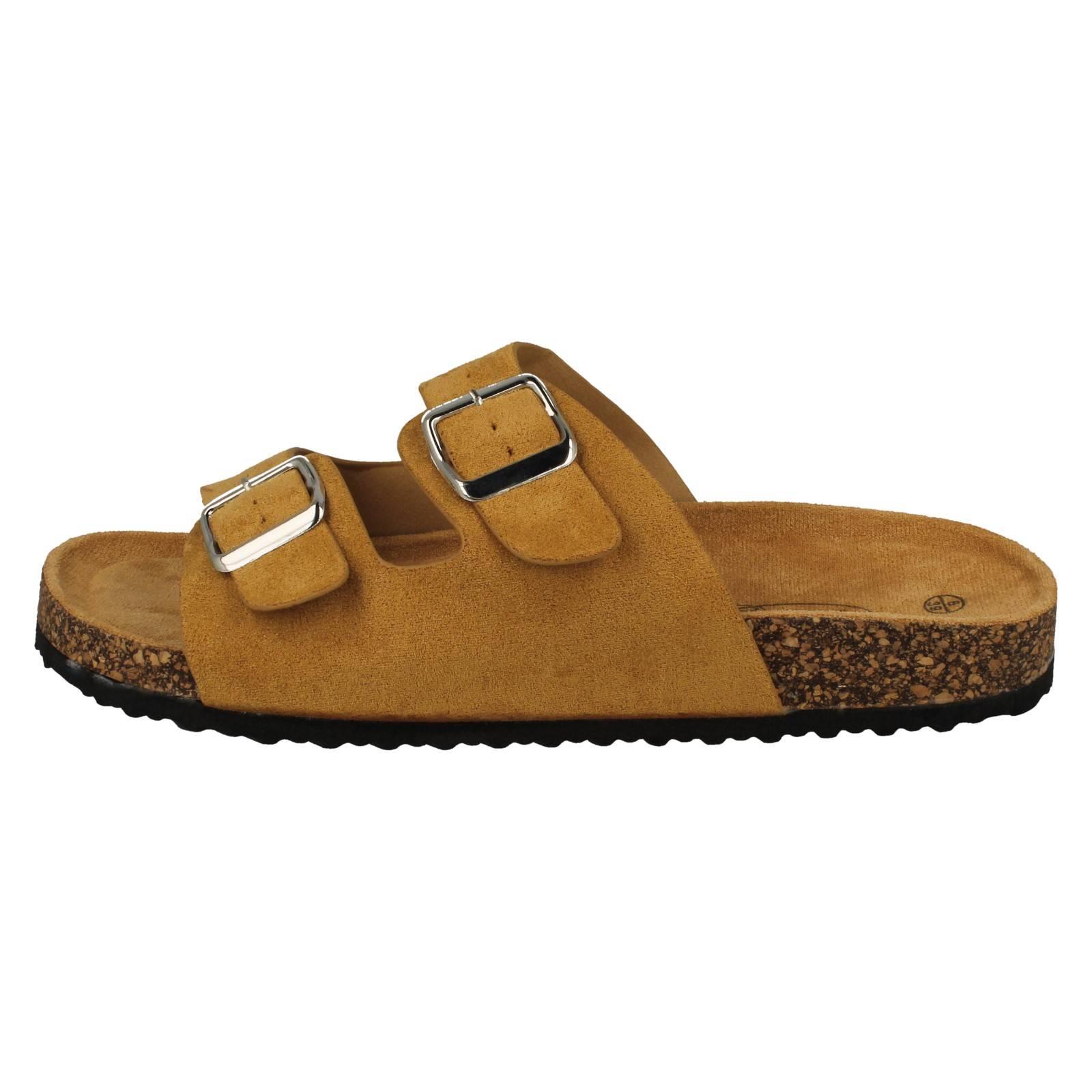 Sandalias de mula informales de doble hebilla detalladas para dama F0R0412 - Imagen 12 de 19