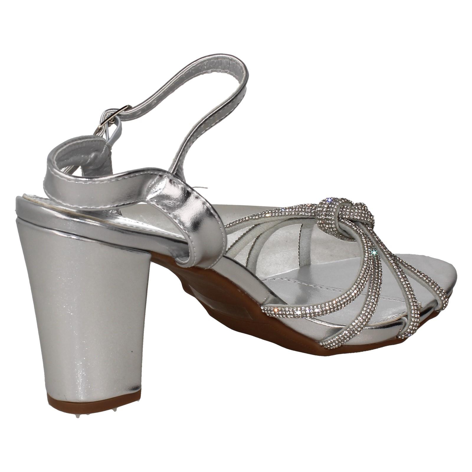 Ladies Anne Michelle High Block Heel Diamante Knot Sandals F12051 - Picture 23 of 28