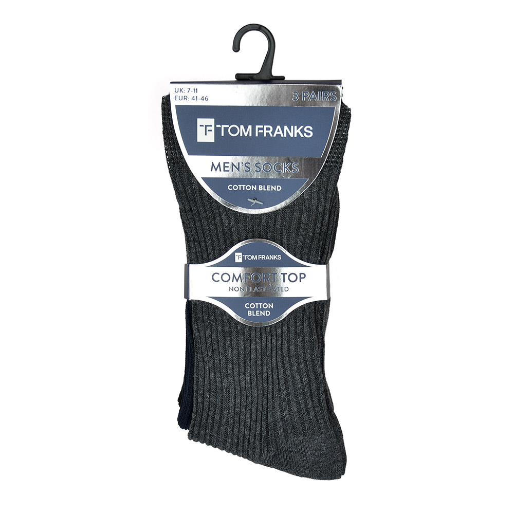 Mens Tom Franks Comfort Top Non Elasticated Rib Socks 'SK613' - Picture 4 of 7