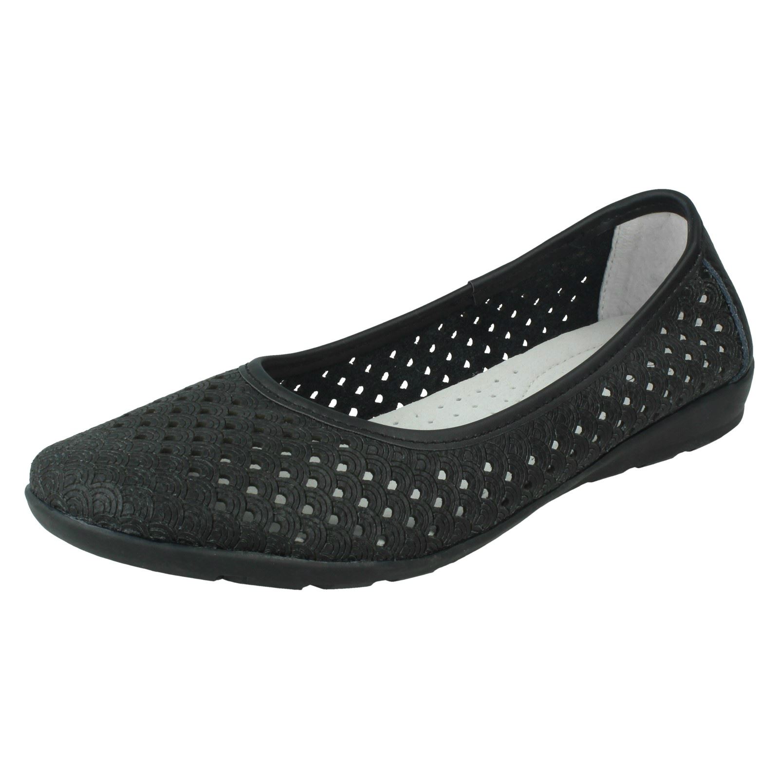 Ladies Eaze Synthetic Slip On Casual Ballerina Shoes - Picture 3 of 47
