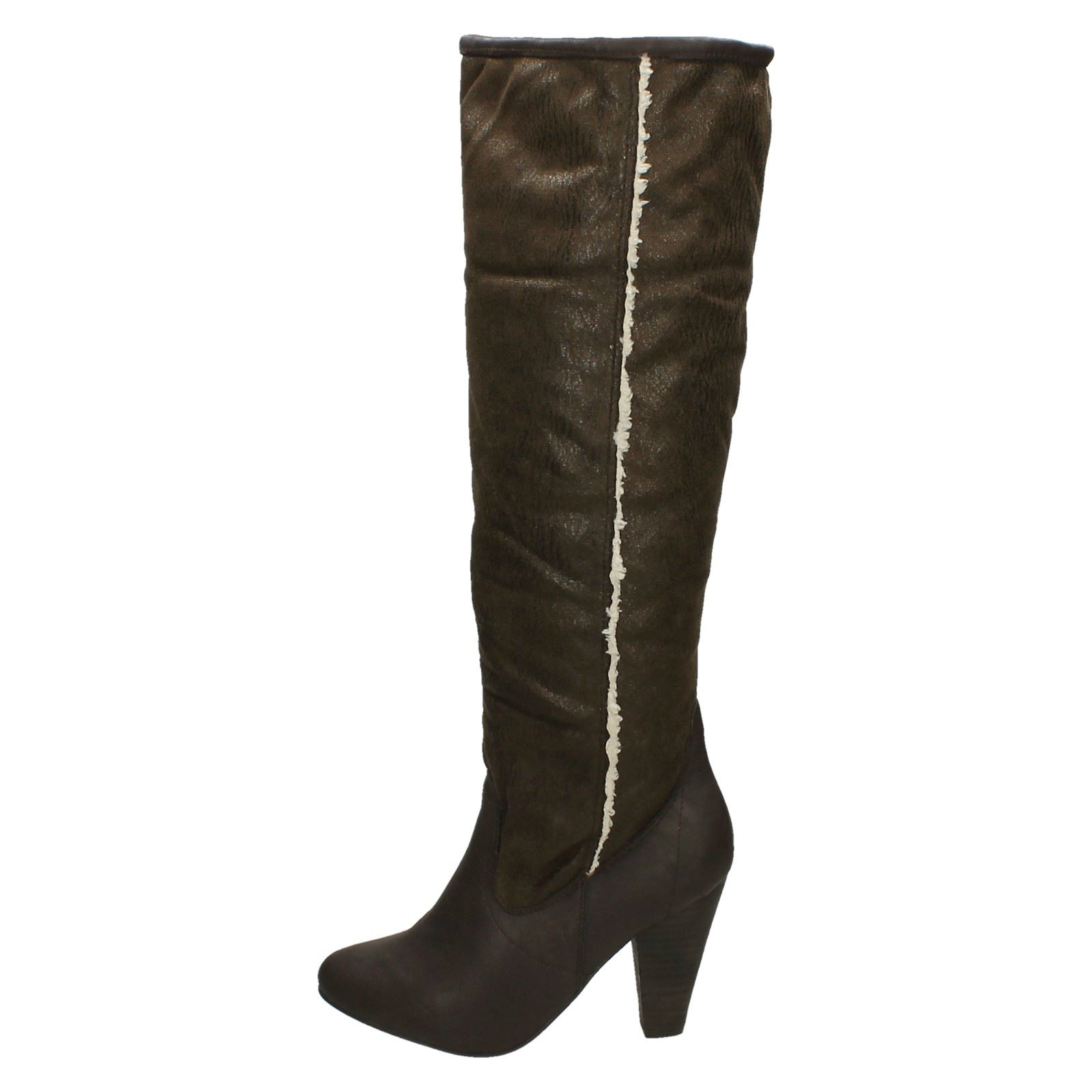 Ladies Spot On Knee High Fleece Lined Heeled 'Boots' - Picture 18 of 19