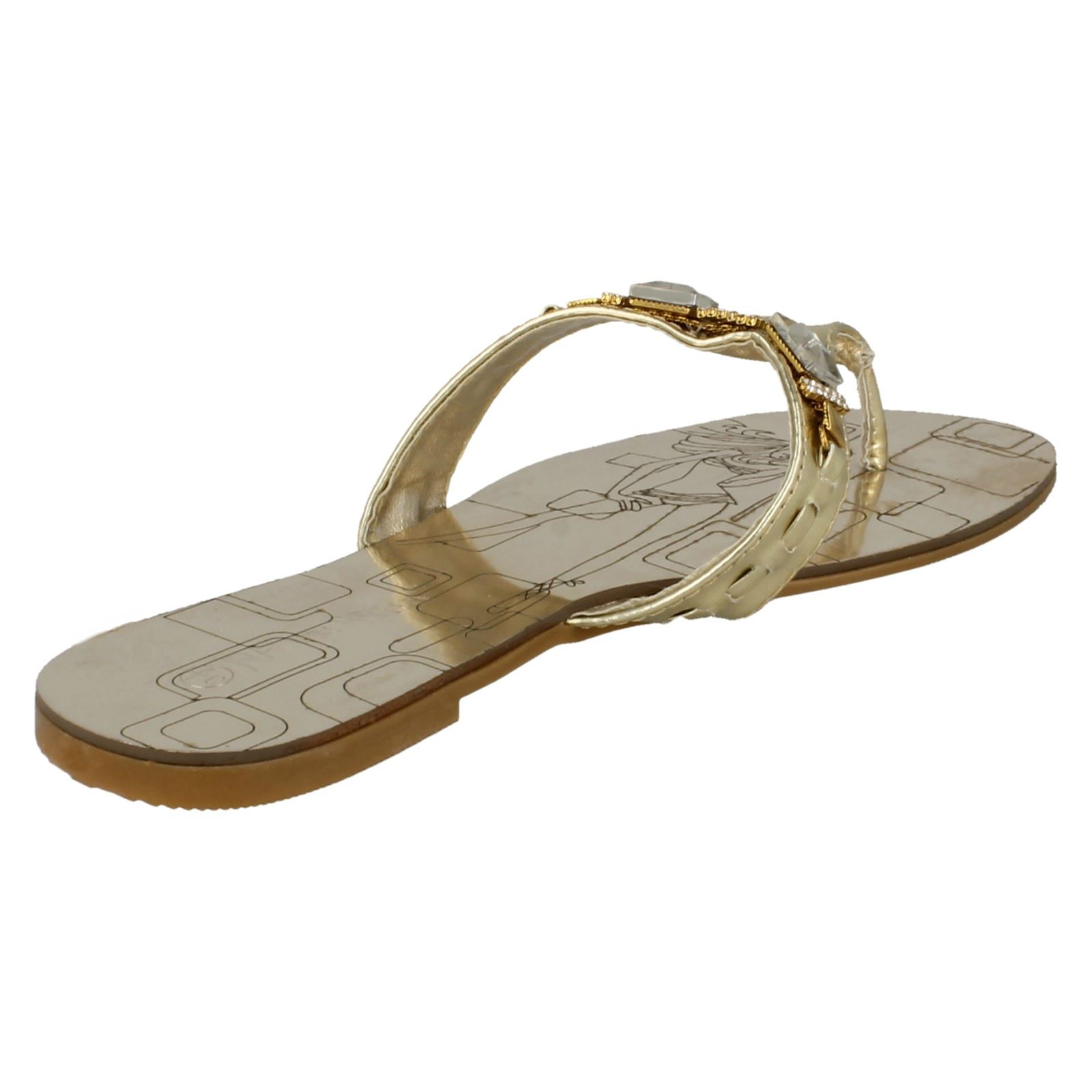 Ladies Nature Breeze Flat Jewelled Toepost Sandals | eBay