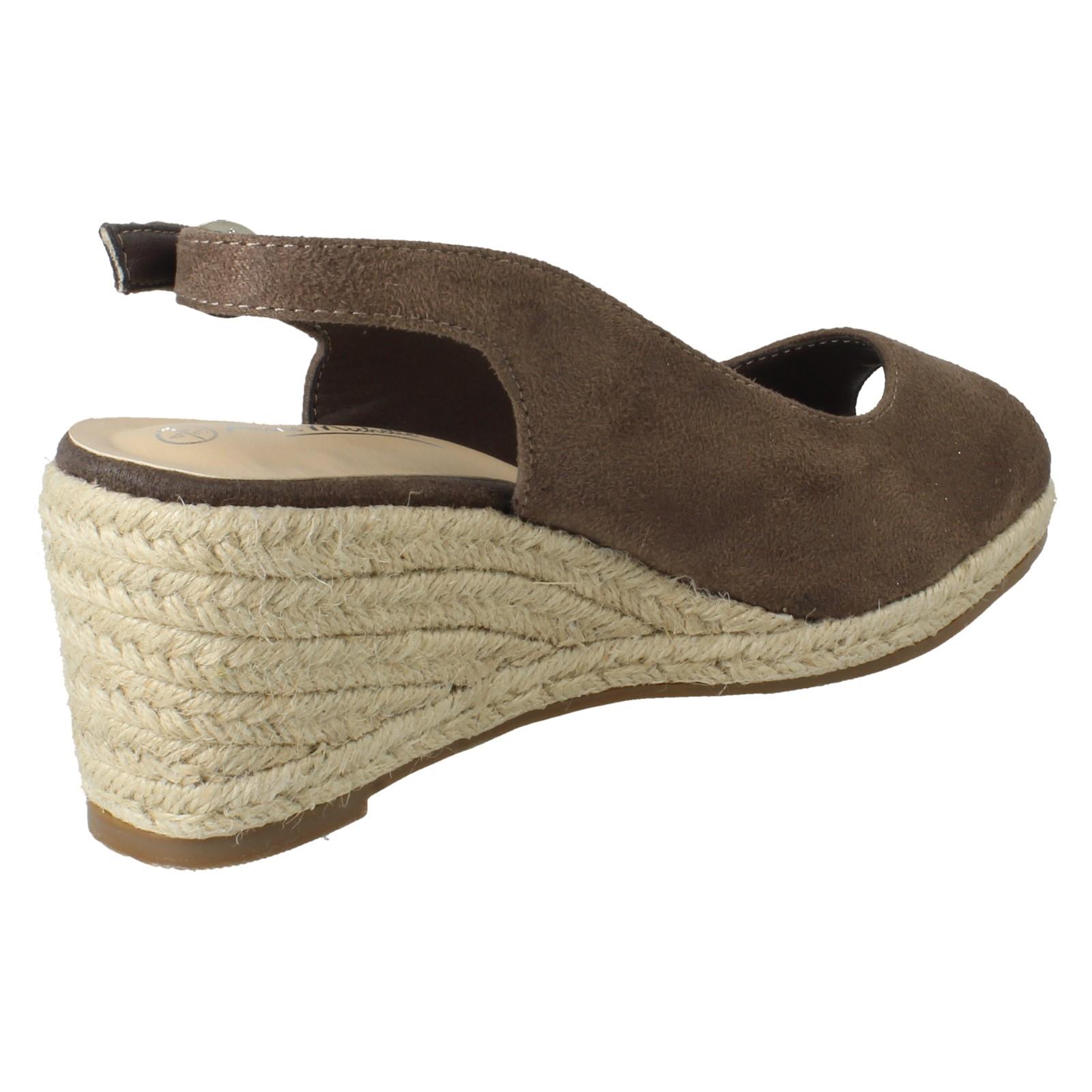 Ladies Anne Michelle Microfibre Wedge Heel Squared Toe Sandals 'F2R306' - Picture 24 of 28