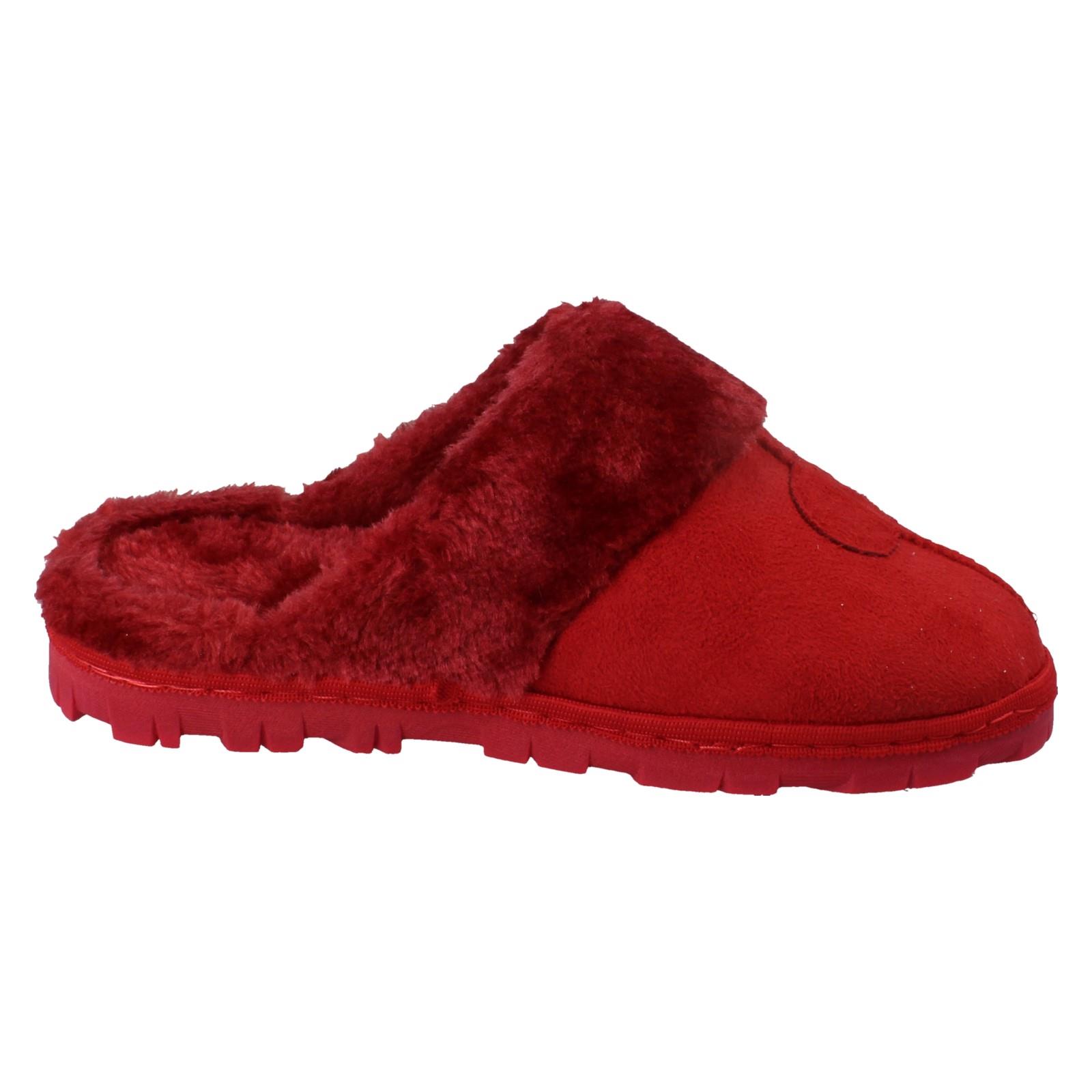 Mujer Spot On Mula Piel Sintética Forrado sin Cordones Ropa Cómoda Pantuflas - Imagen 16 de 46