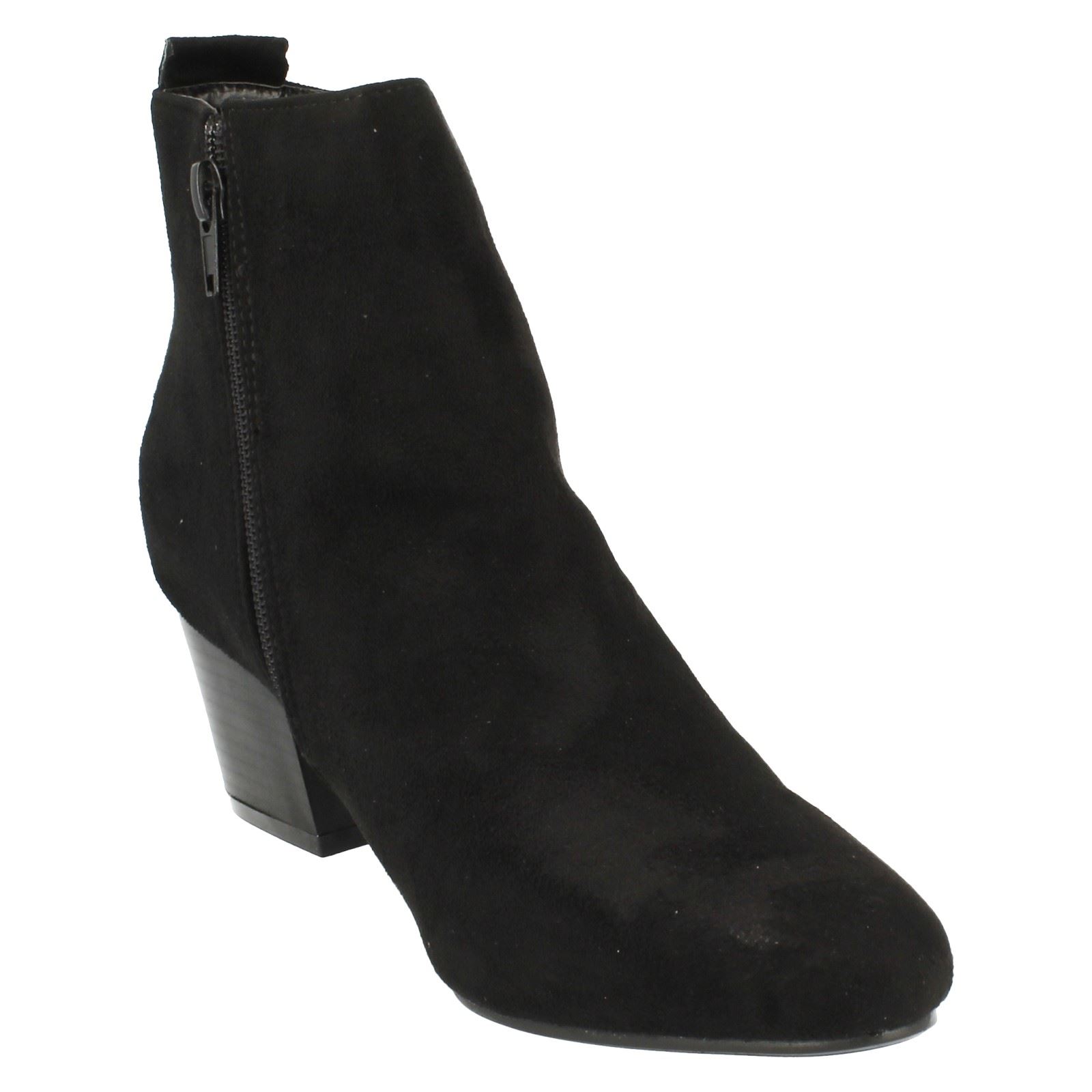 Ladies Spot On Plain Heeled Ankle Boots - Picture 15 of 28
