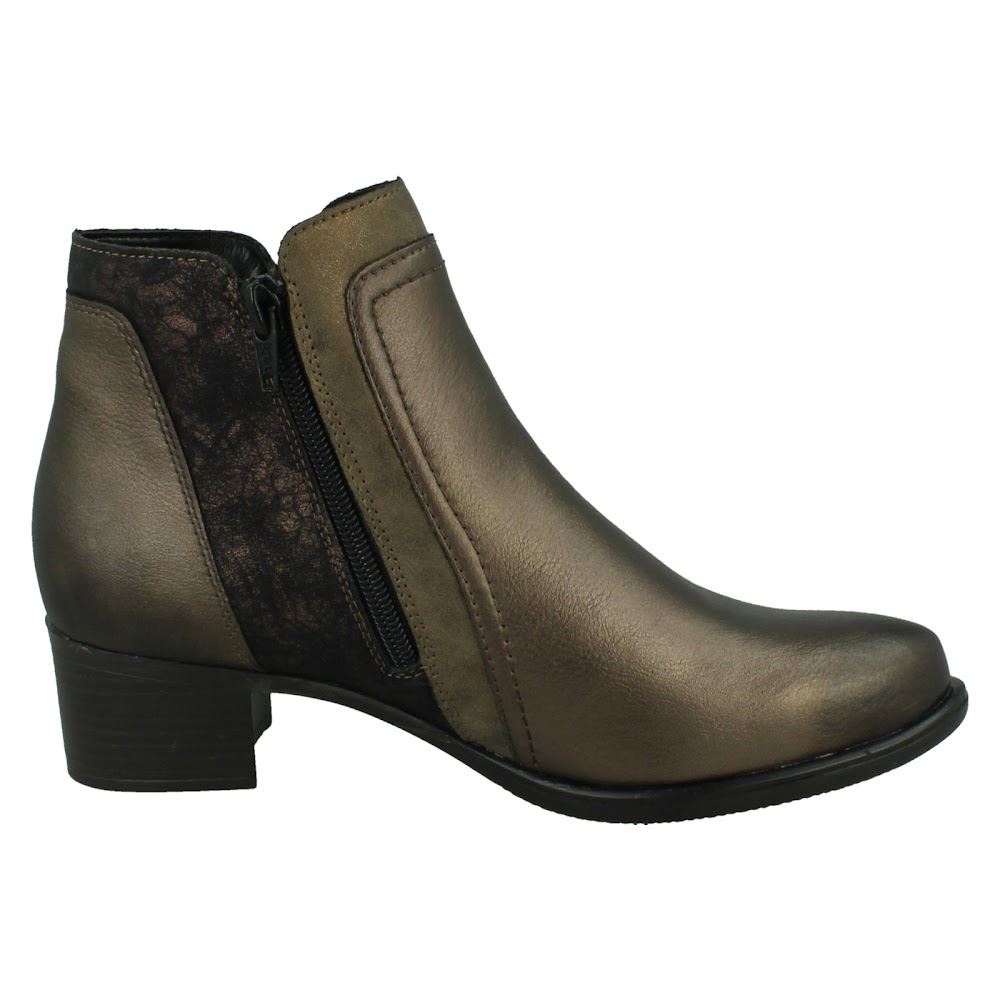 Damen Remonte Doppelverschluss Leder Absatz Block abnehmbare Sohle Stiefeletten - Bild 16 von 19