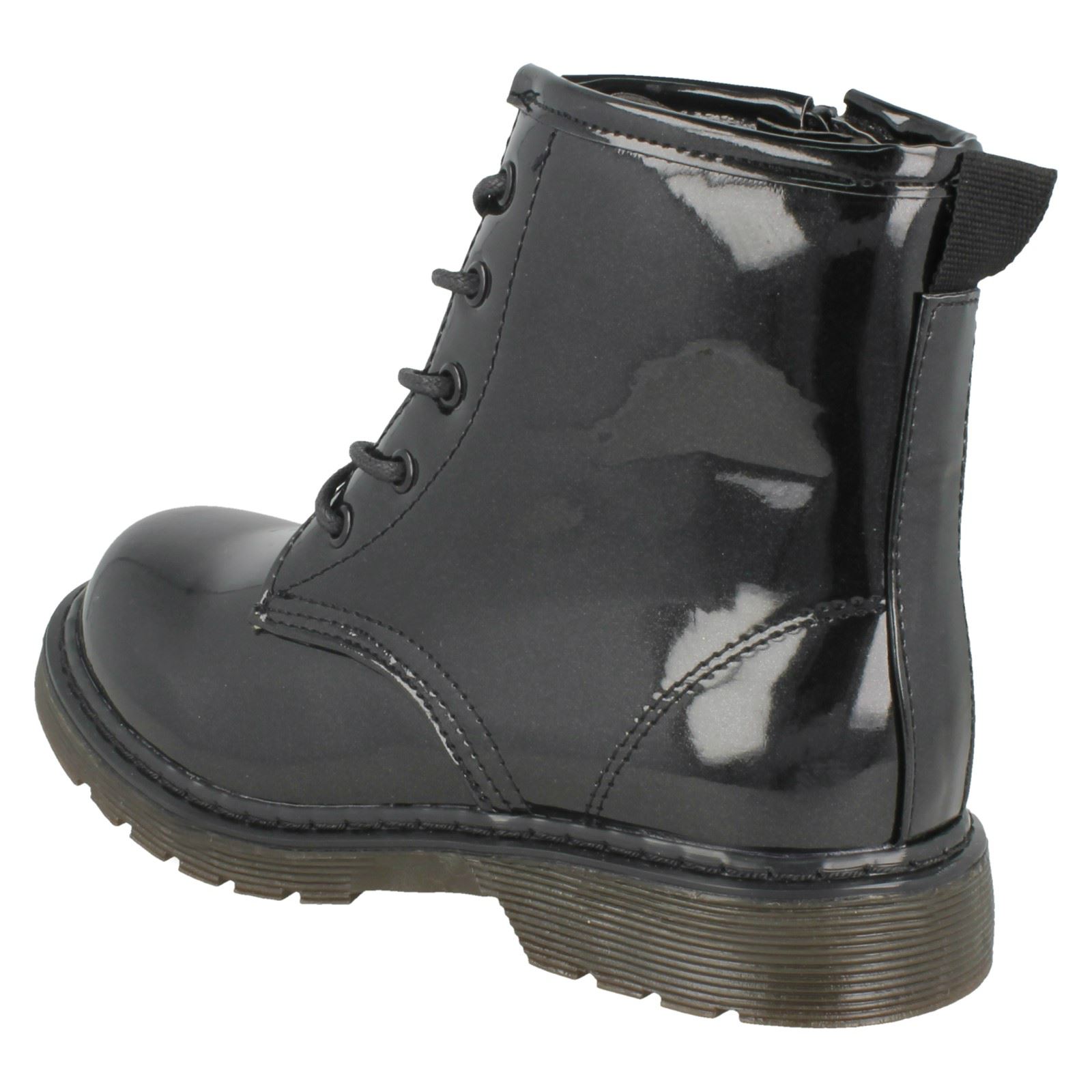 Girls Spot On Low Heel Lace Up Ankle Boots - Picture 4 of 19