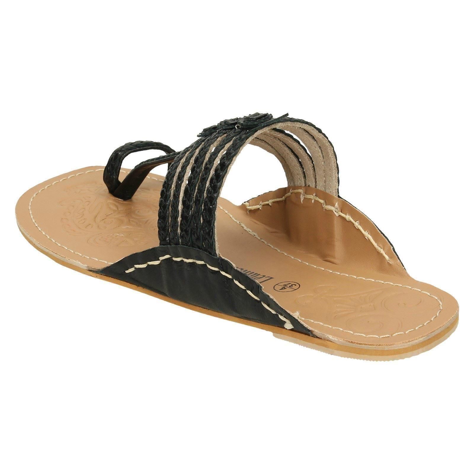 Ladies Leather Collection Flat Toeloop 'Braided Sandals' - Picture 4 of 55