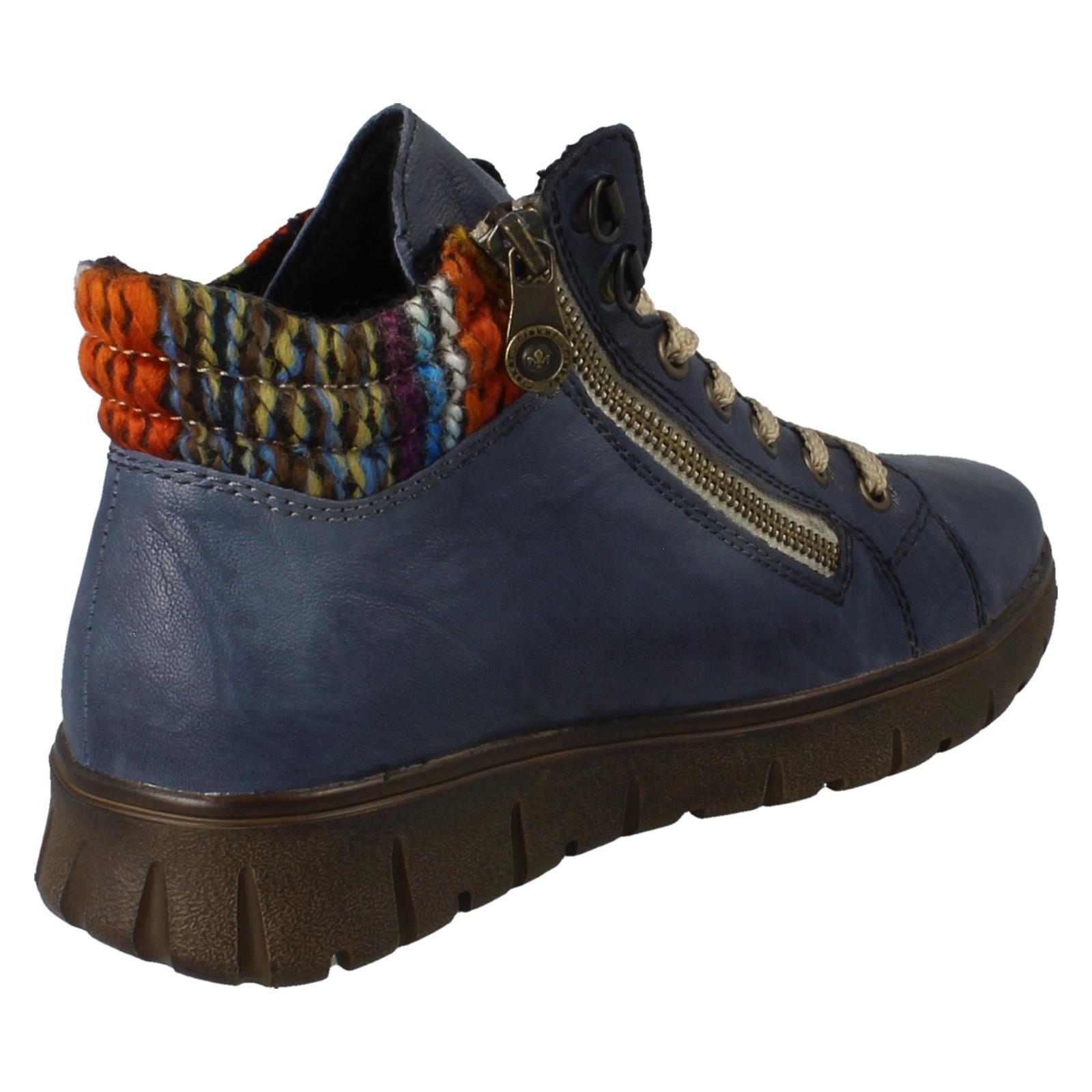 Donna Rieker Tex Pelle Largo Fit Zip Doppia Foderato Stivali Caviglia N1305 - Picture 6 of 19