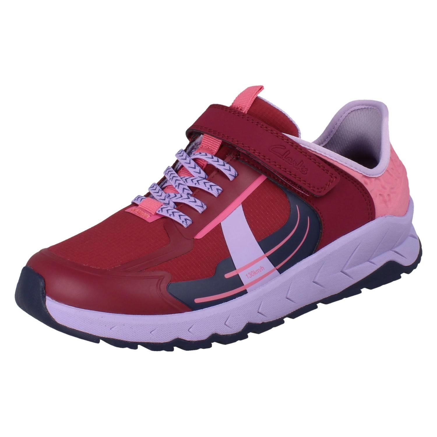 Kinder Clarks Playprints Textil Colour-Pop Cheetah Sporty Turnschuhe Selva Spur - Picture 2 of 37