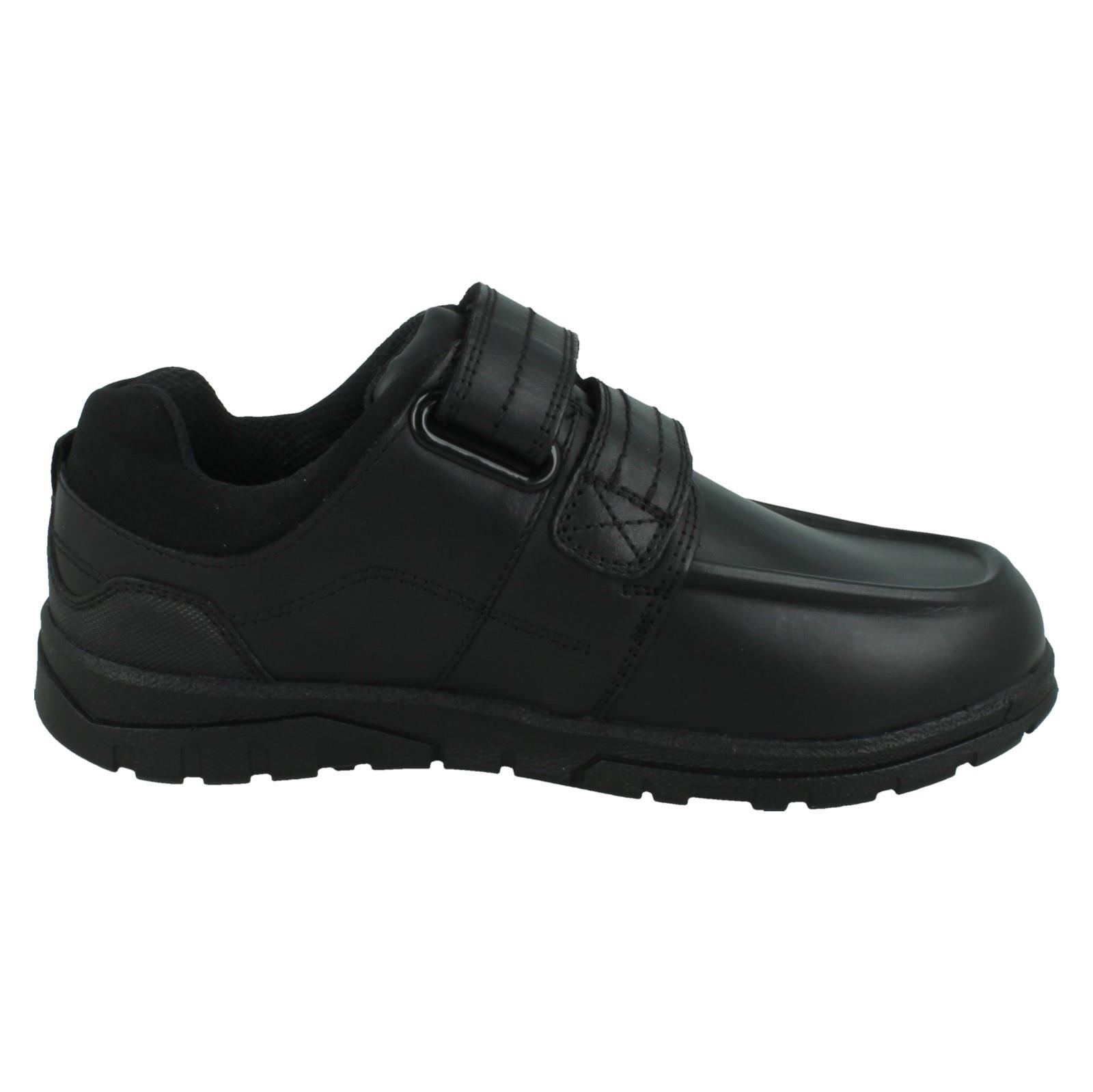Boys Double Strap Black Leather School Shoes N1R153 - Picture 7 of 10