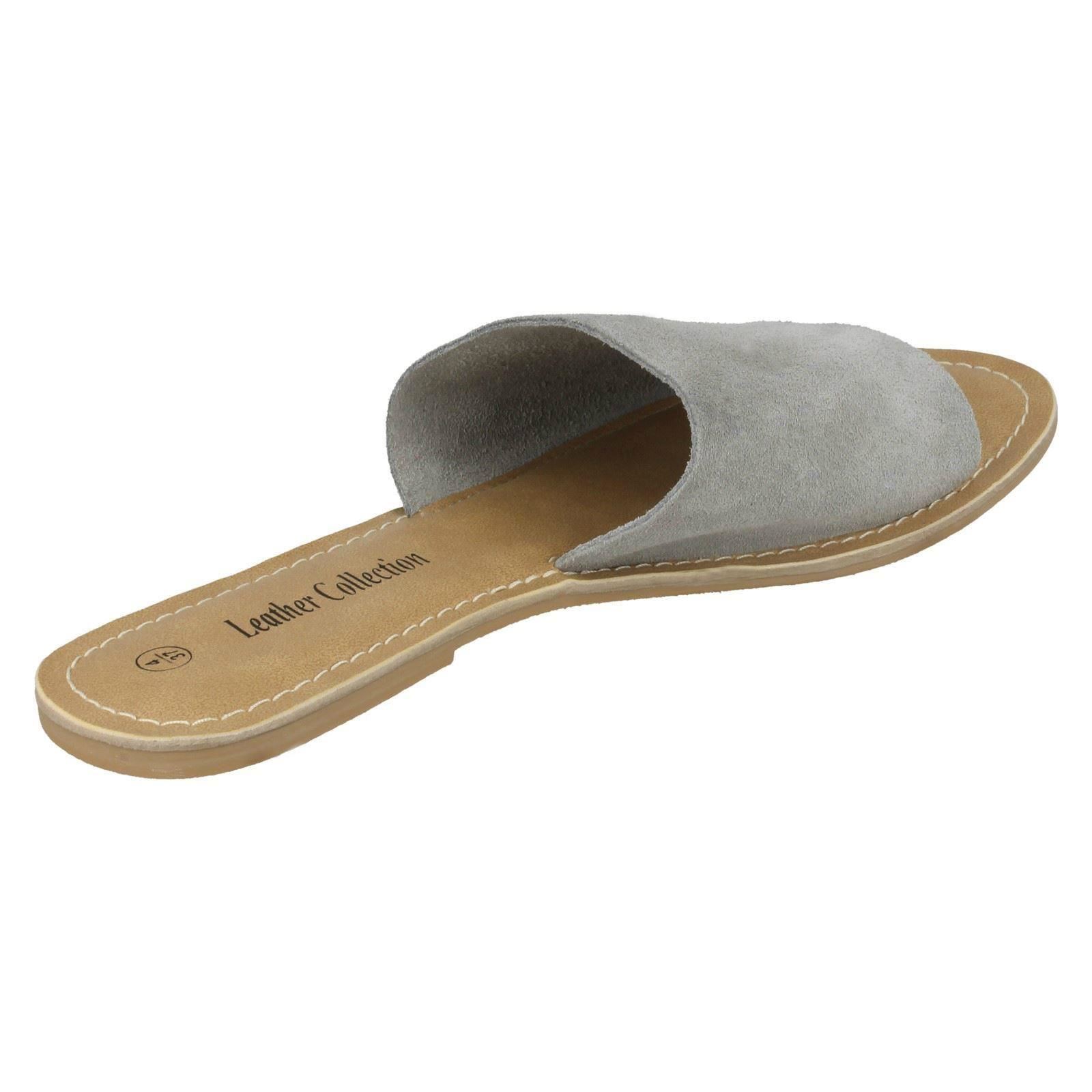 Ladies Leather Collection Suede Mule Sandals - Picture 42 of 55
