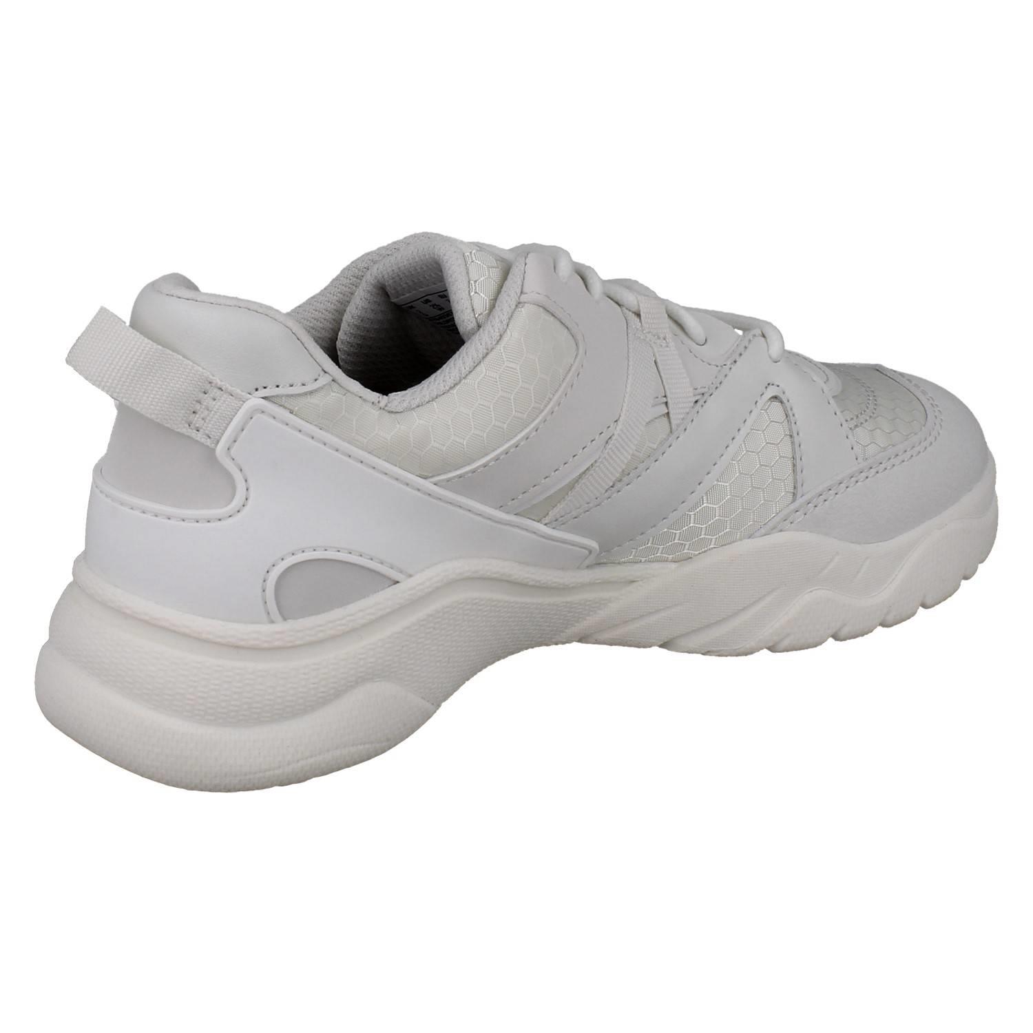 Kinder Clarks Grobe Sohle Schnürer Waschbar Weiß Netz Turnschuhe Feder Pace O - Picture 6 of 10