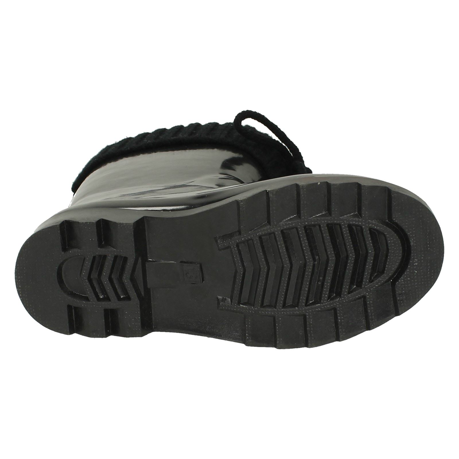 Girls Spot On Stylish Knitted Collar Wellington Boots X1R172 - Picture 6 of 28