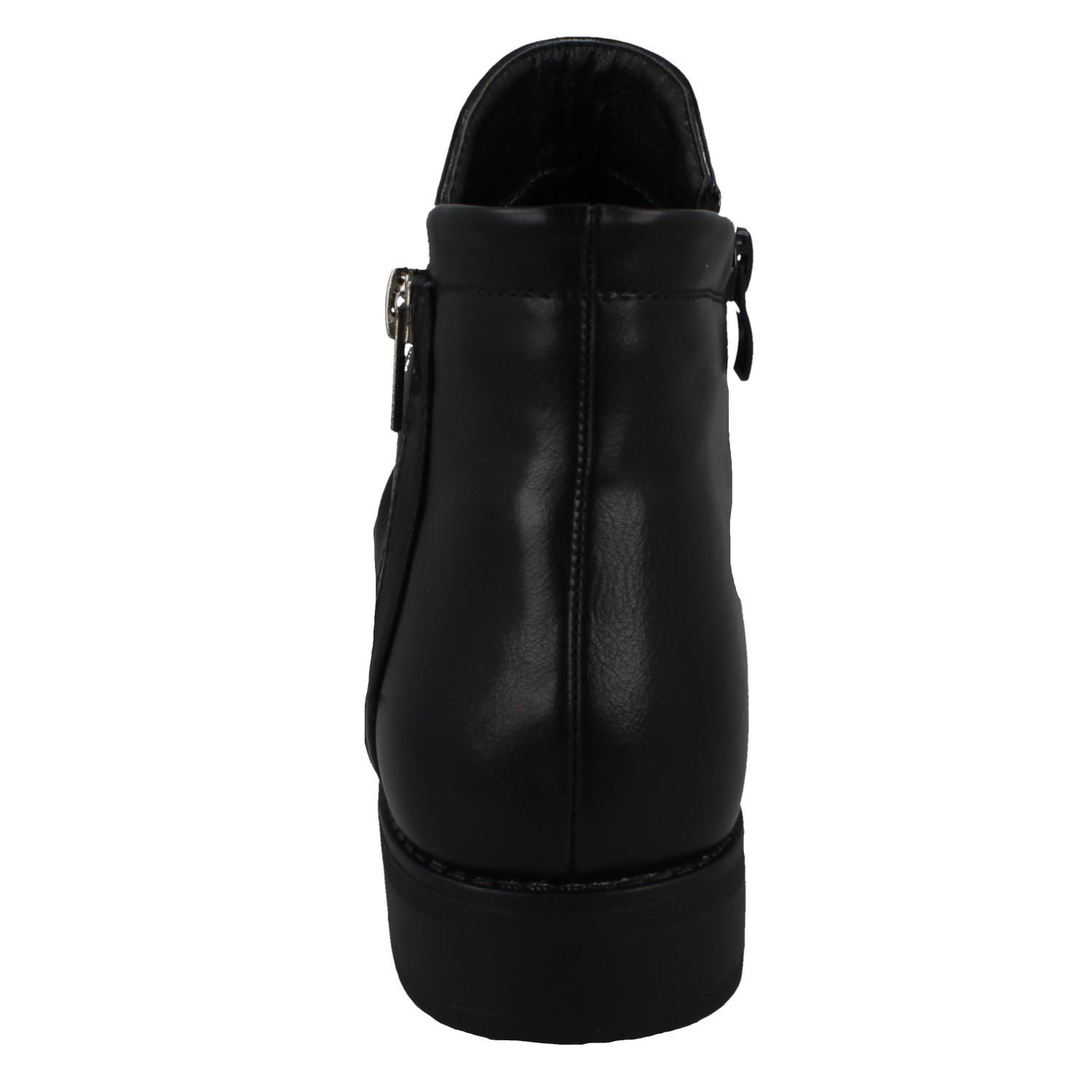 Ladies Spot On Low Heel Rouched Ankle Boot F51031 - Picture 5 of 19