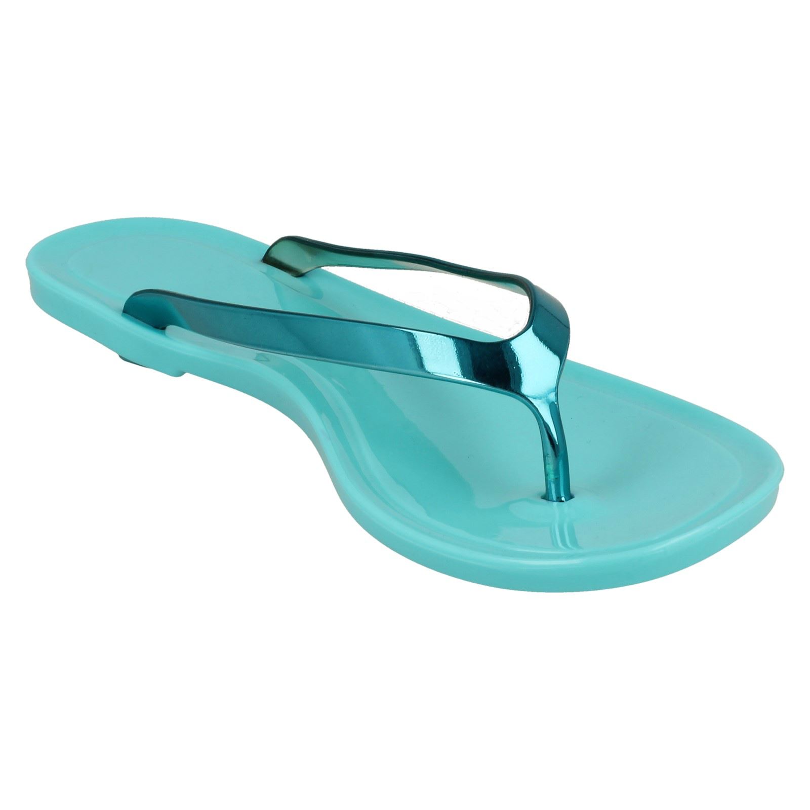 Damen Spot On flache metallische Zehenstegsandalen *Gelee * - Bild 26 von 28