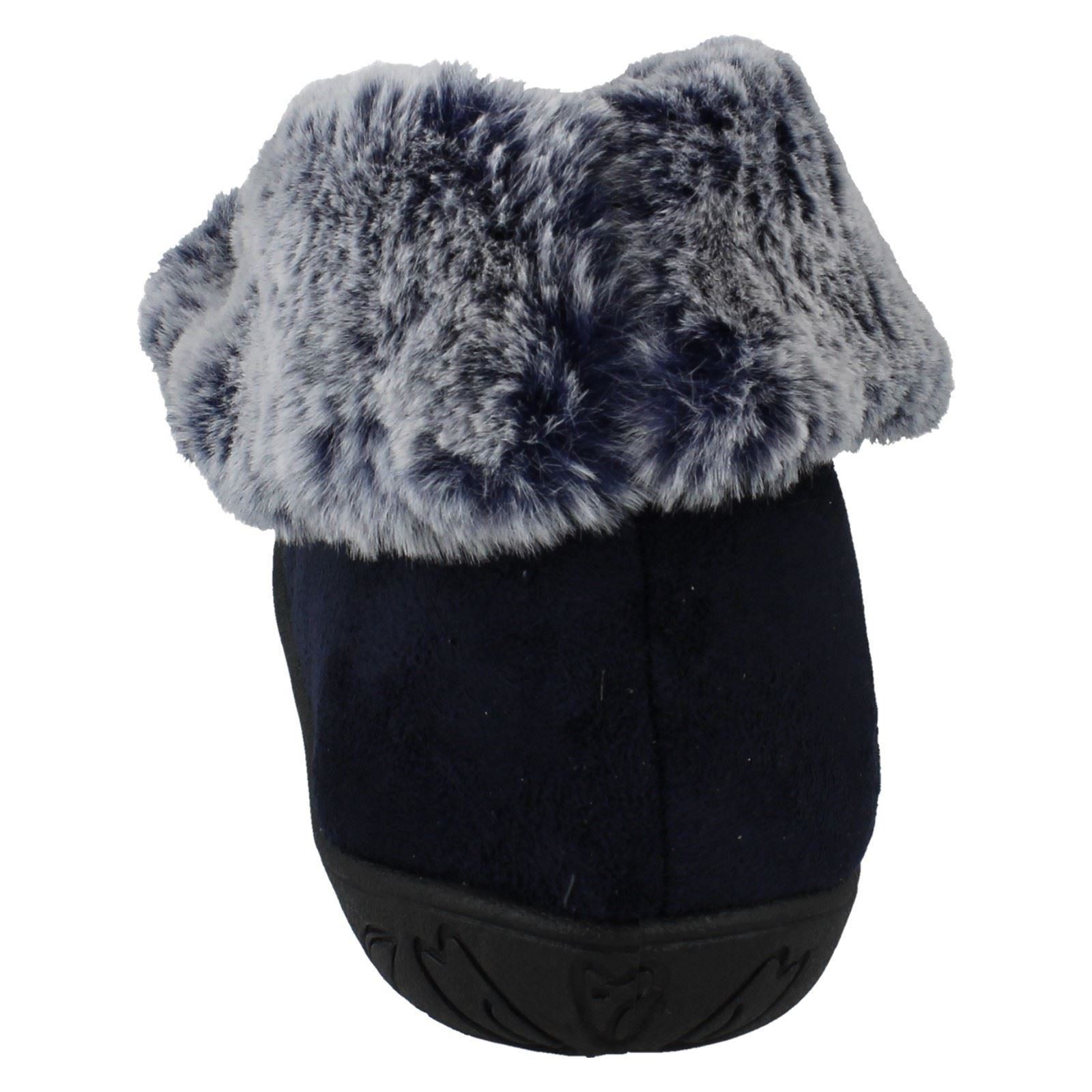 Ladies Padders Faux Fur Cuffed Slippers 'Esme' - Picture 12 of 37