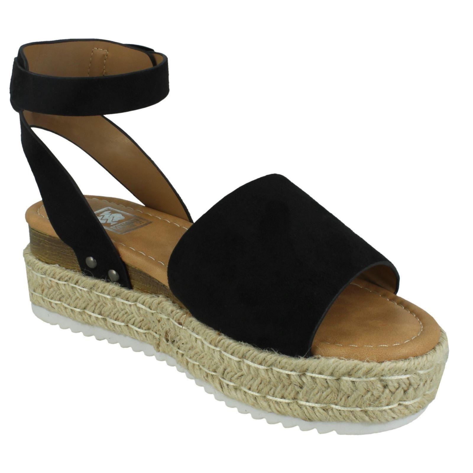 Down To Earth Ladies Flatform Ankle Strap Sandals - Picture 8 of 19
