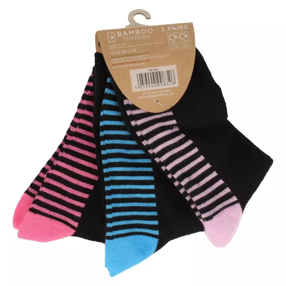 Ladies Bamboo 3 Pack Heel & Toe Non Elastic Socks 'SK1044' - Picture 3 of 5
