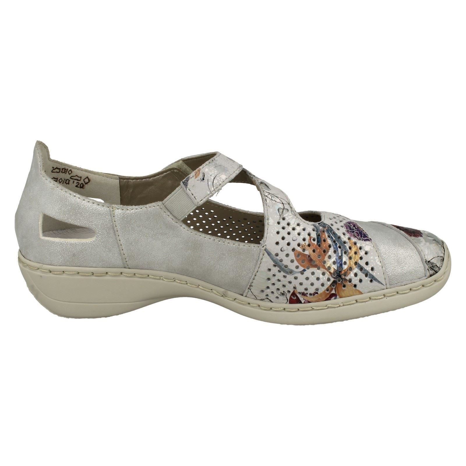 Ladies Rieker Sqaured Toe Casual Everyday Hook & Loop Leather Shoes 41346 - Picture 7 of 10